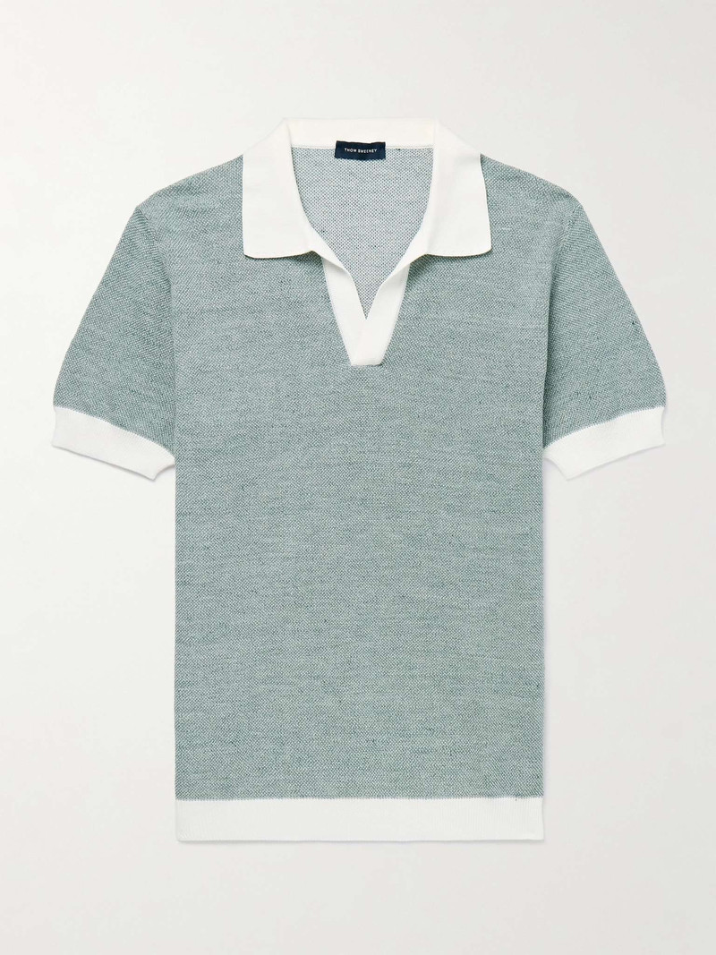 Birdseye Cotton and Linen-Blend Polo Shirt - 1