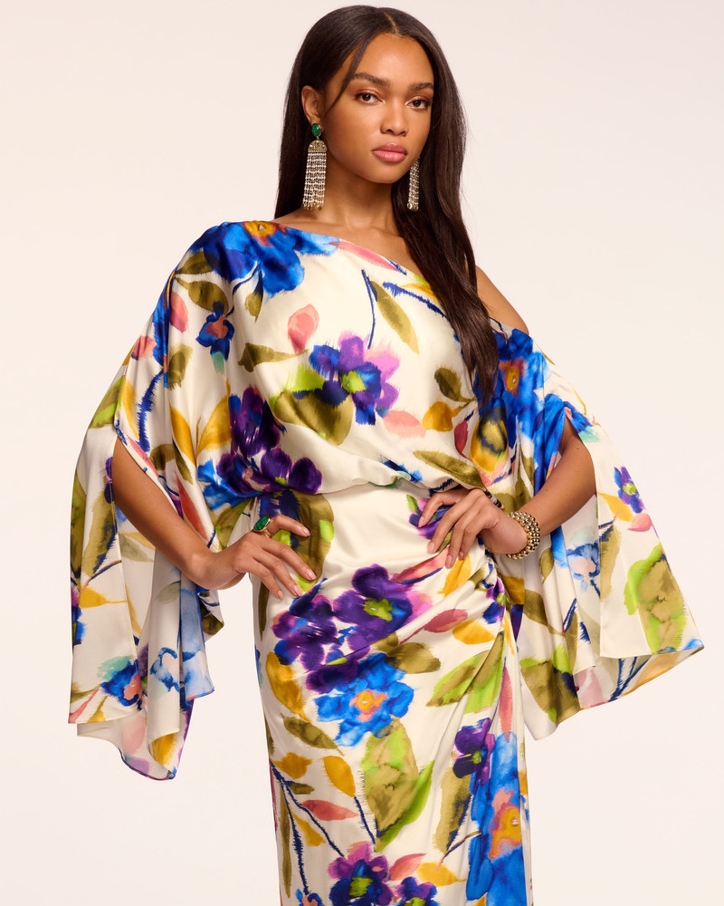 RAMY BROOK Noel Printed Silk Off-The-Shoulder Maxi Dress outlook