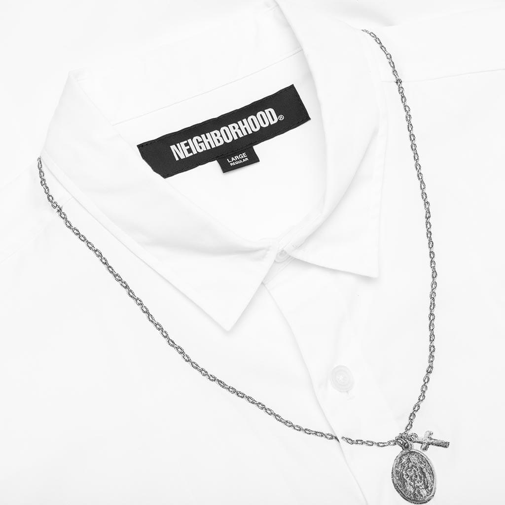 MEDAL & CROSS EMBROIDERY L/S SHIRT - WHITE - 3