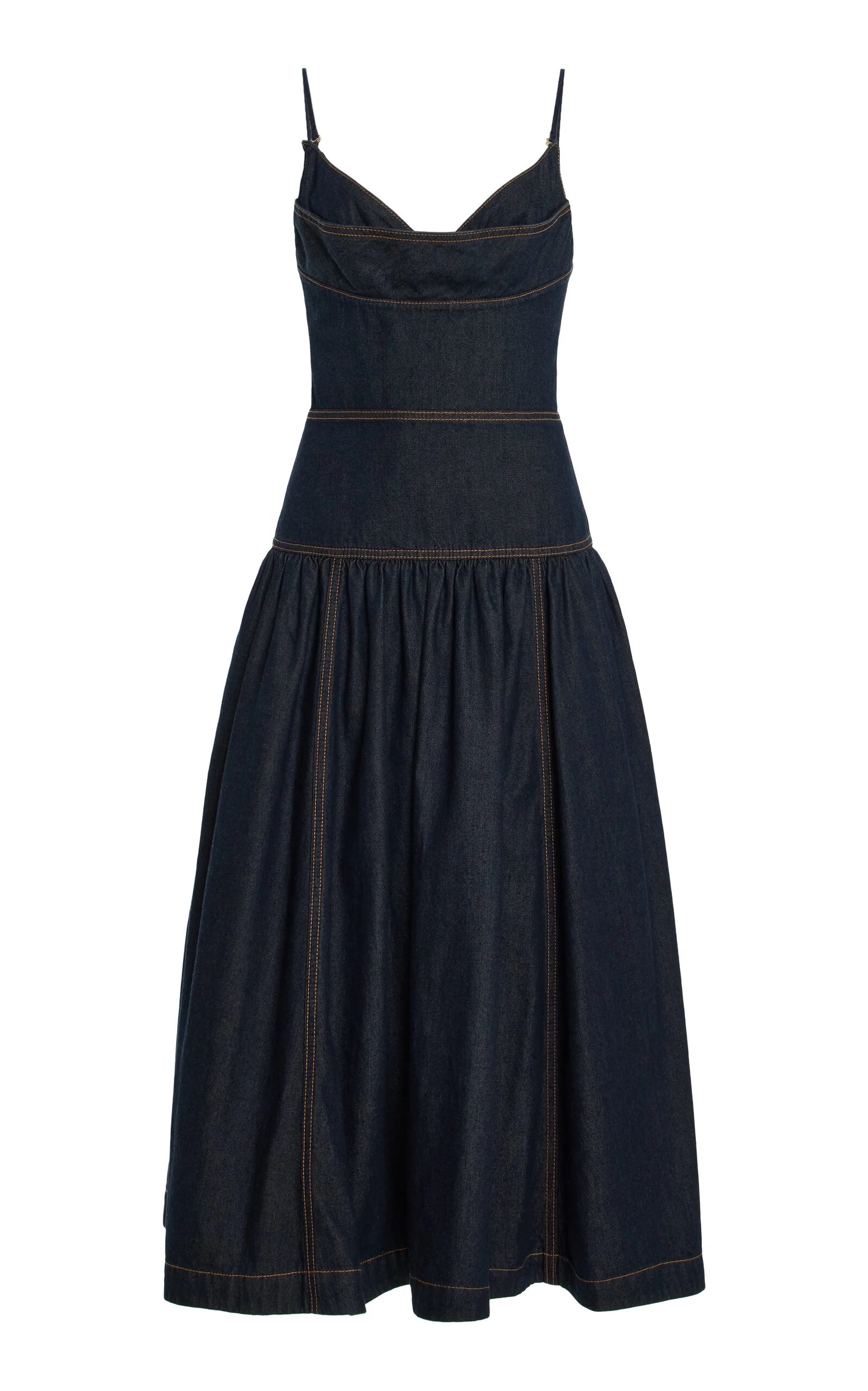 Drop Waist Denim Midi Dress blue - 1