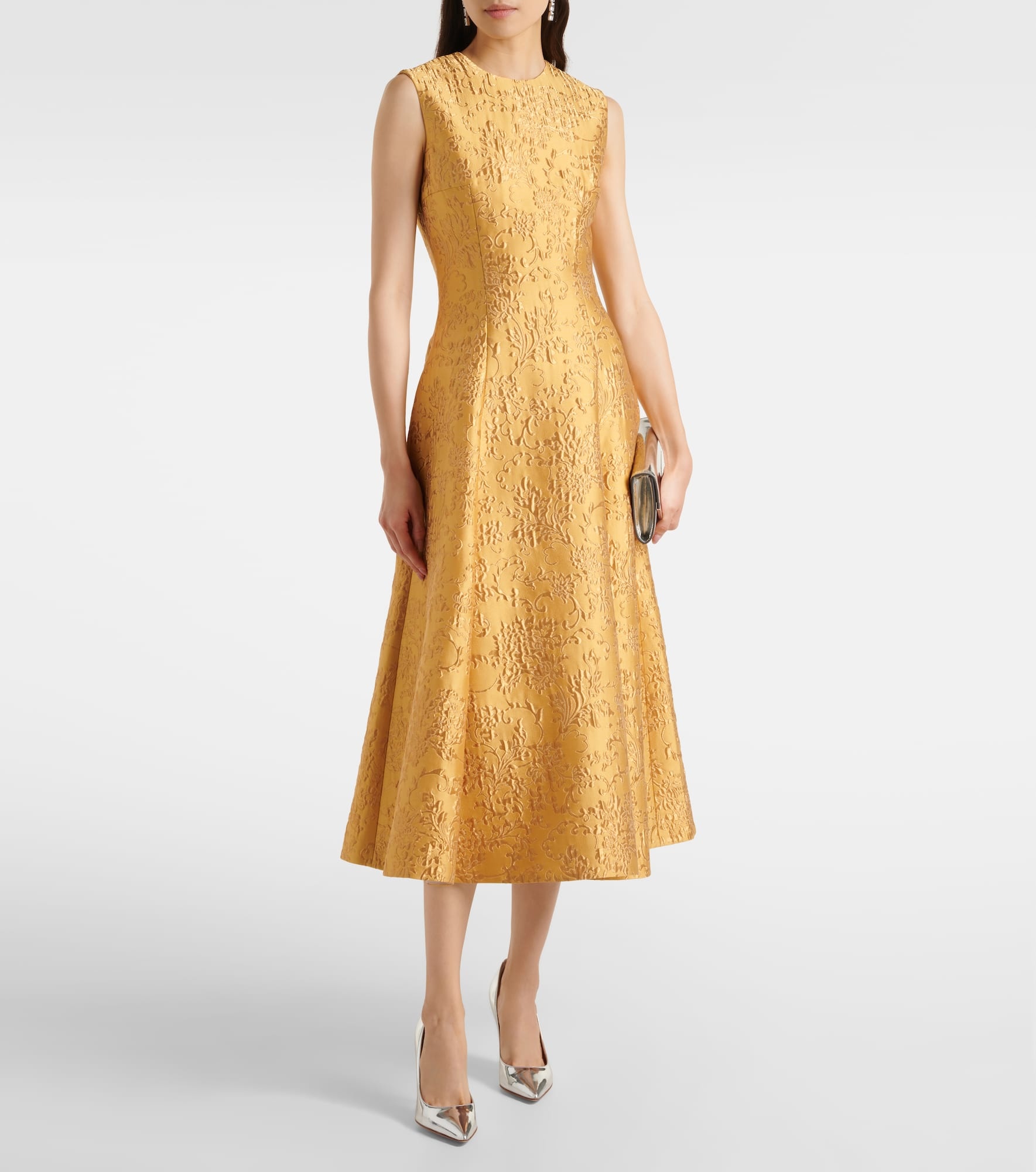 Mara floral embossed jacquard midi dress - 2