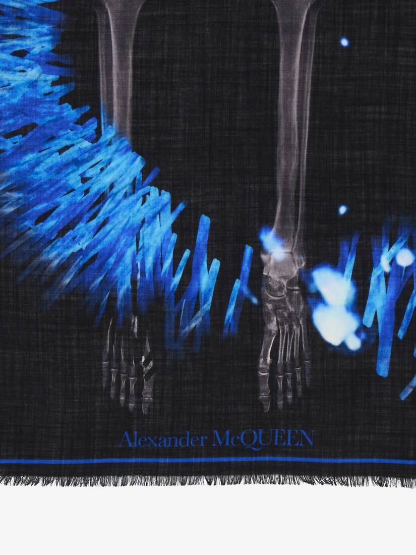 Women's Raffia Skeleton Shawl in Black/blue - 3