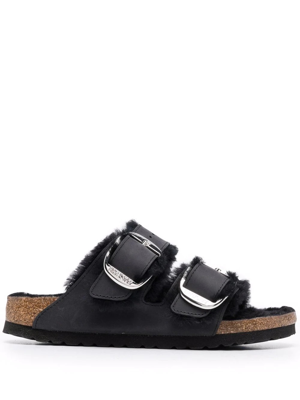 shearling-lined double-strap sandals - 1