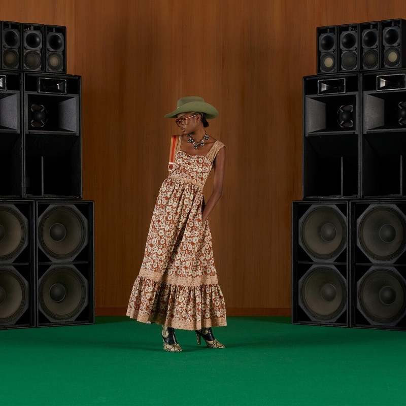 GUCCI Floral print cotton dress outlook