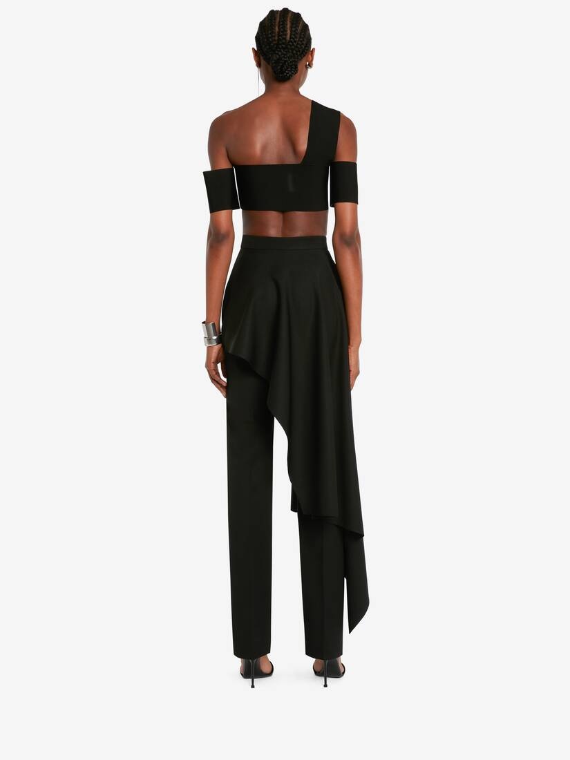 Barathea Draped Trousers in Black - 4