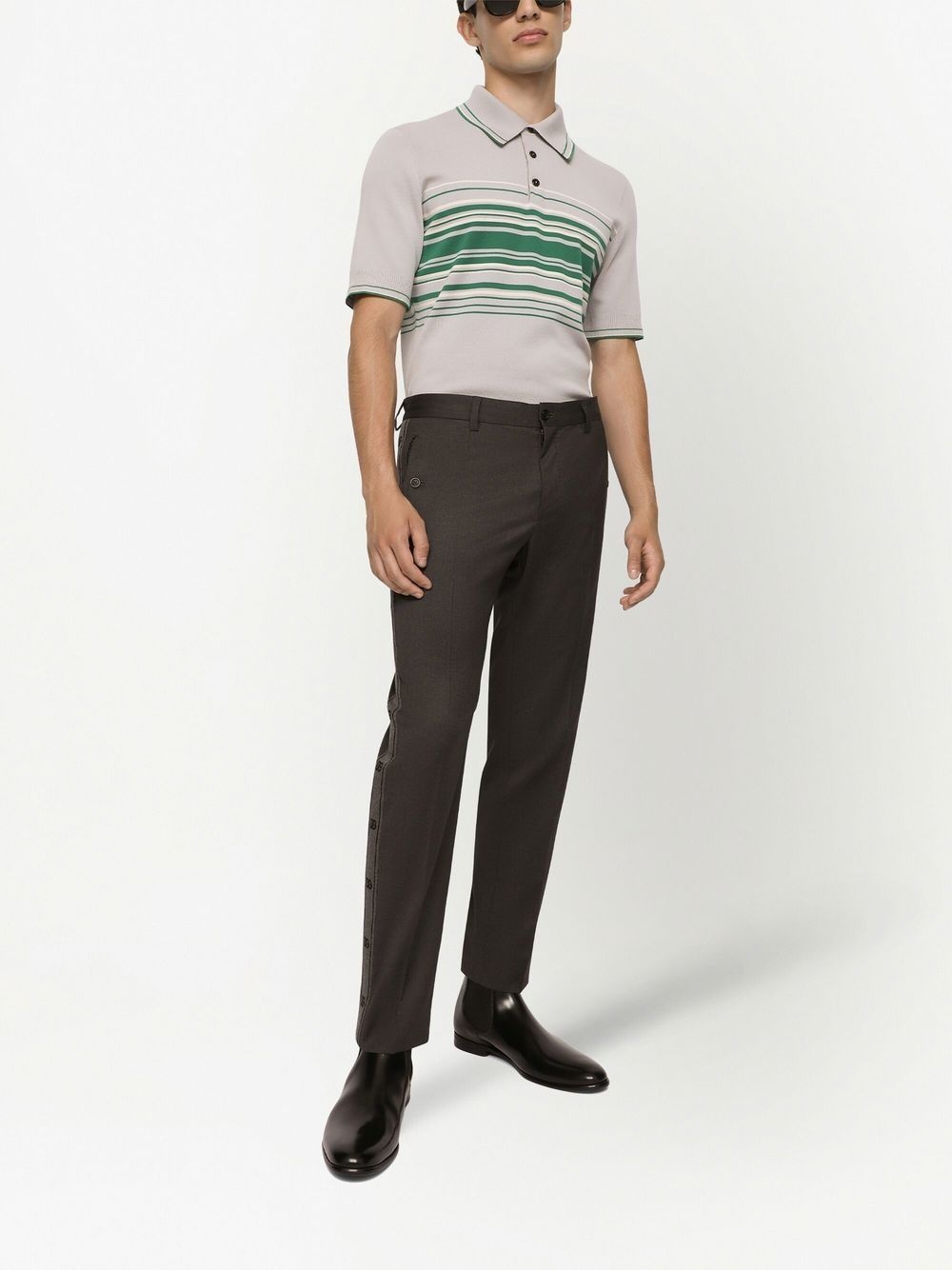 logo-trim tailored trousers - 2