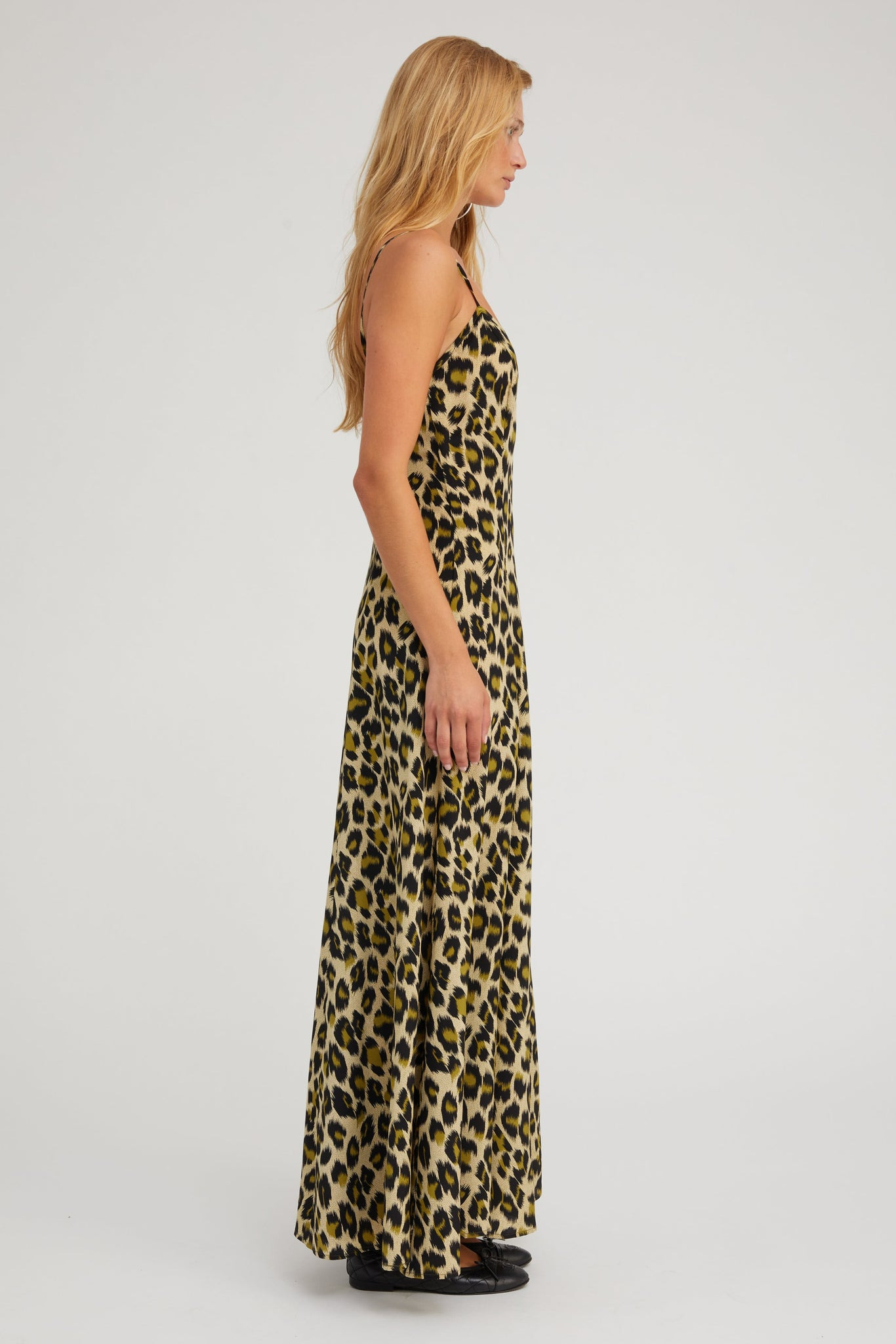 GREEN LEOPARD SILK MAXI DRESS - 3