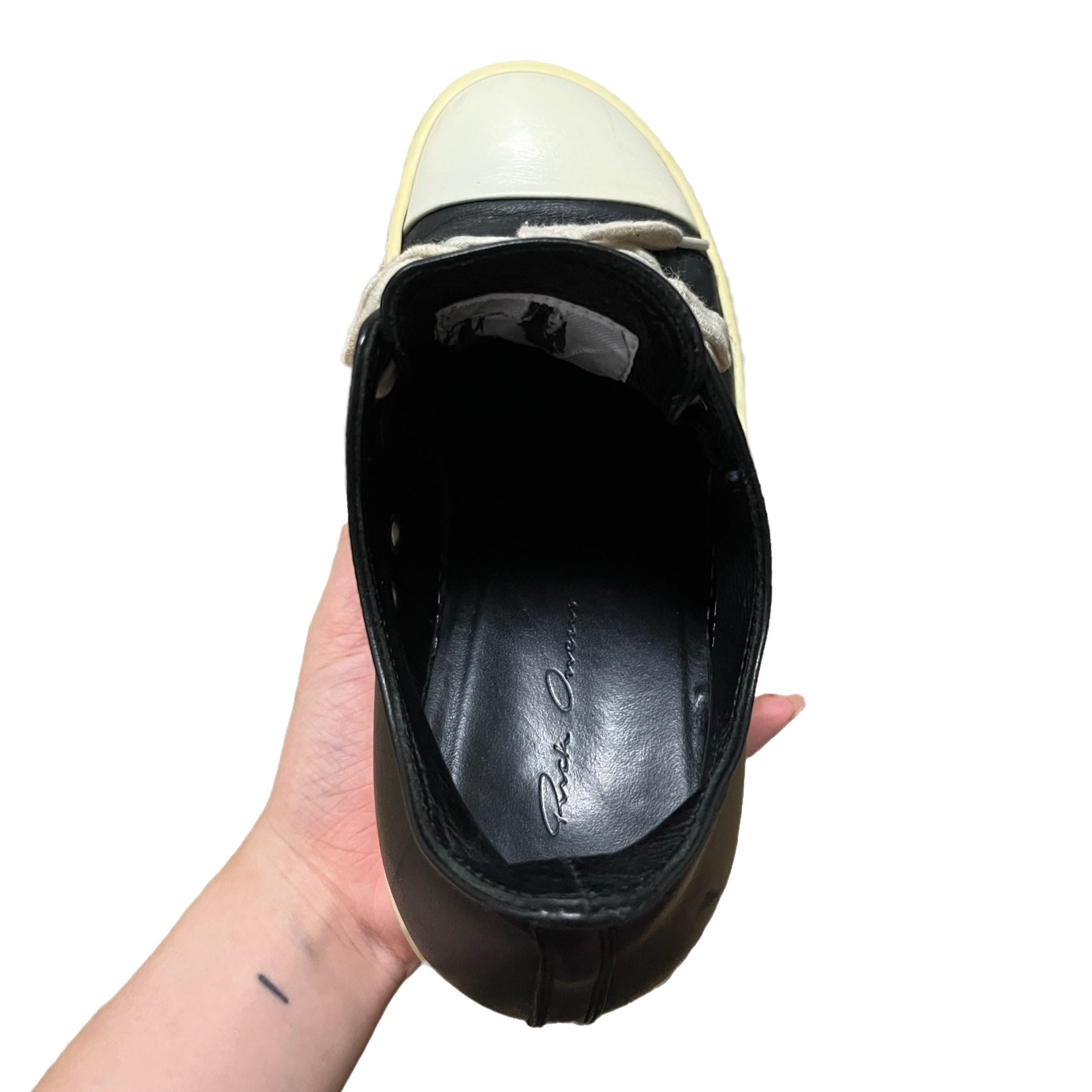 RICK OWENS Lace Up Low Top Leather Sneakers - 5