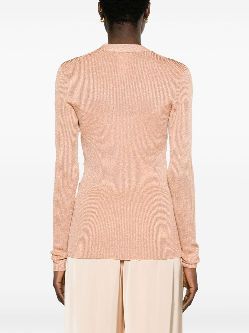 metallic-threading ribbed-knit cardigan 4