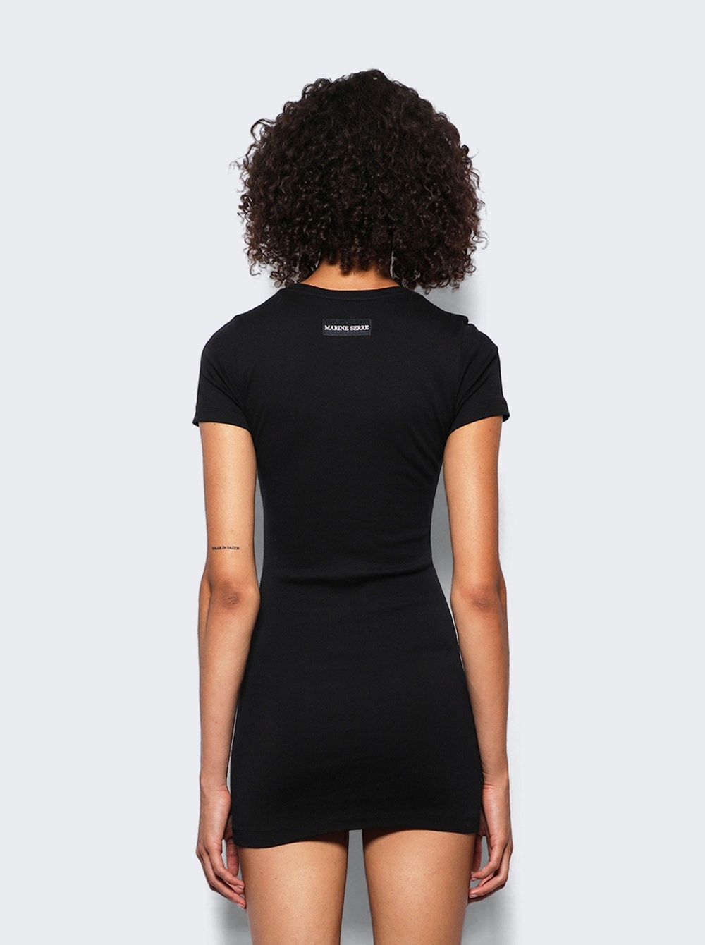 Rib  T-shirt Dress Black - 5