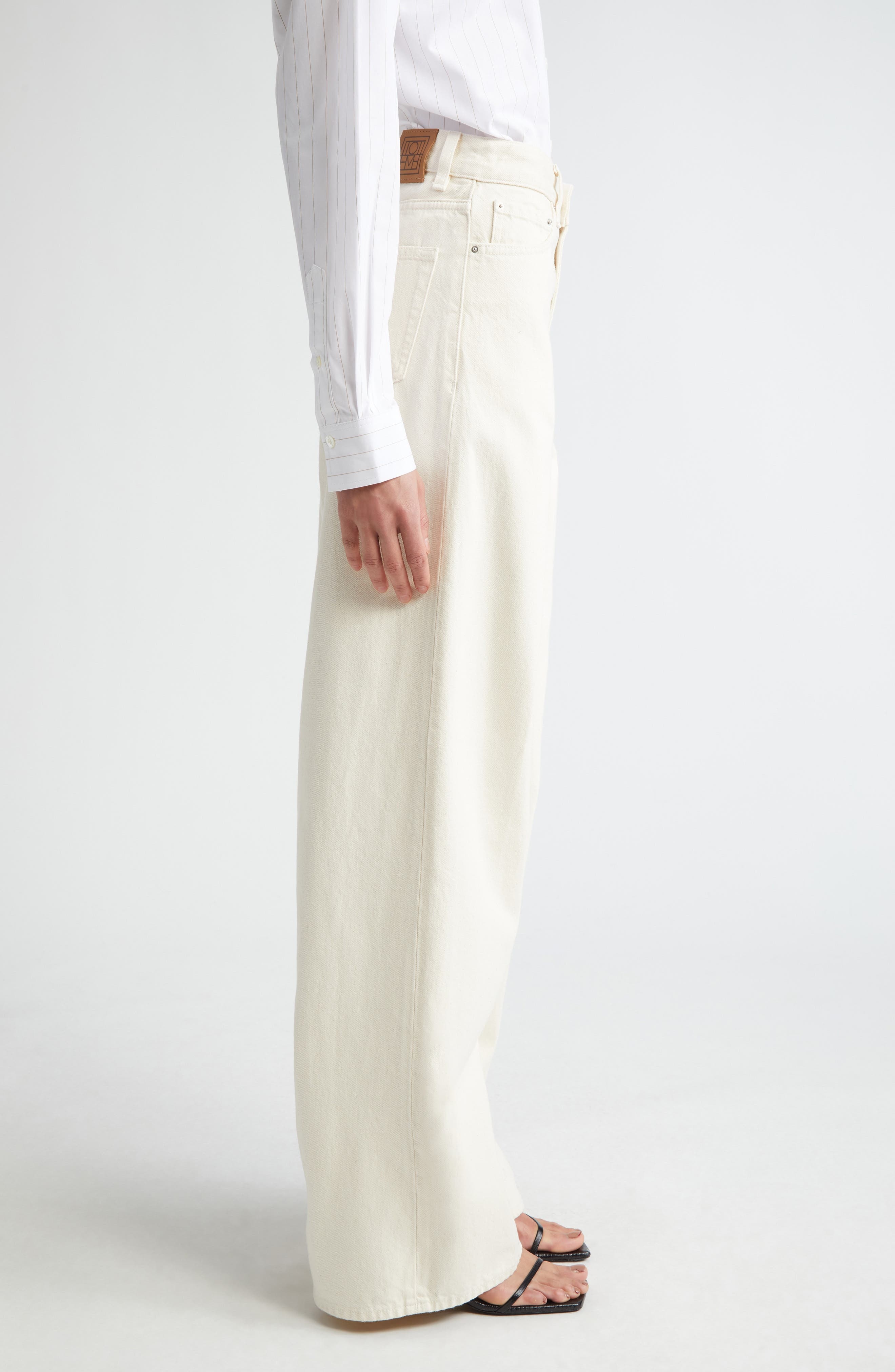 TOTEME Wide Leg Denim Pants in Ecru at Nordstrom - 4