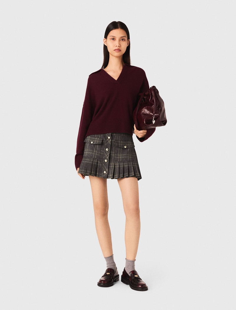 maje Short pleated checked skirt outlook