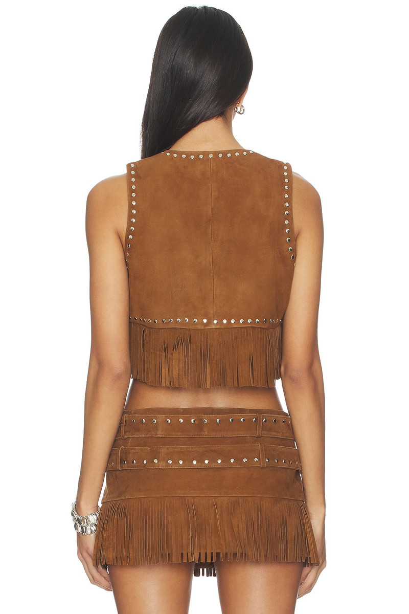 LAMARQUE Reina Fringed Suede Vest outlook