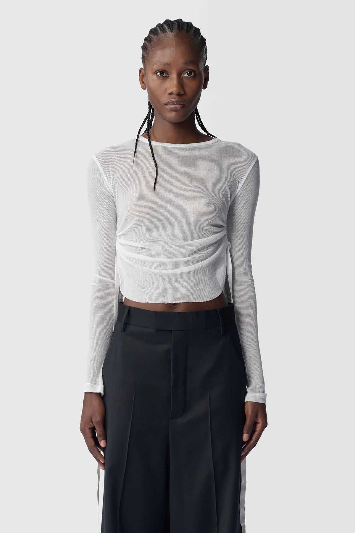 ANN DEMEULEMEESTER Women Oke Wrinkled Cropped Long Sleeve Top - 1