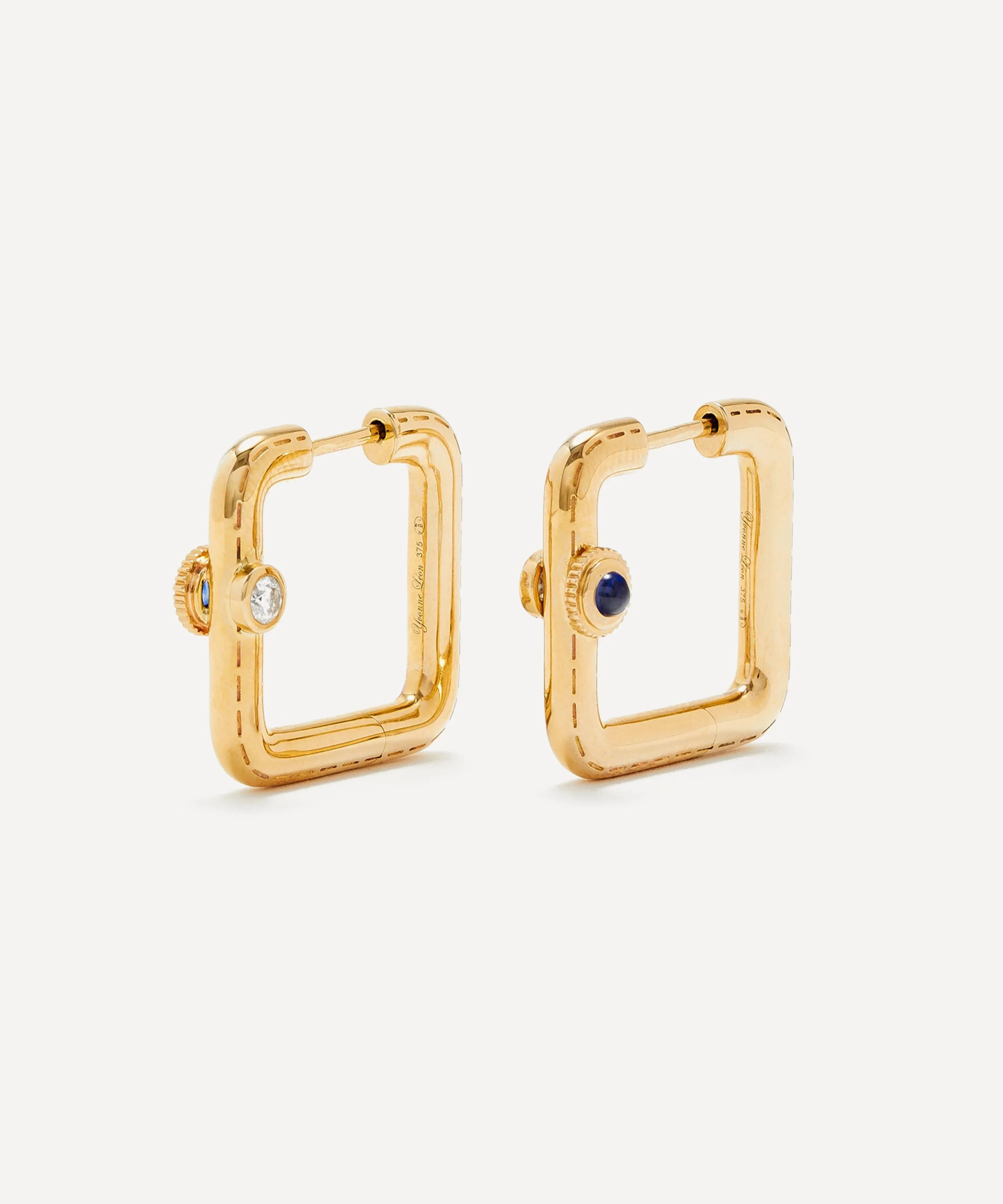 9ct Gold Blue Sapphire Hoop Earrings - 1