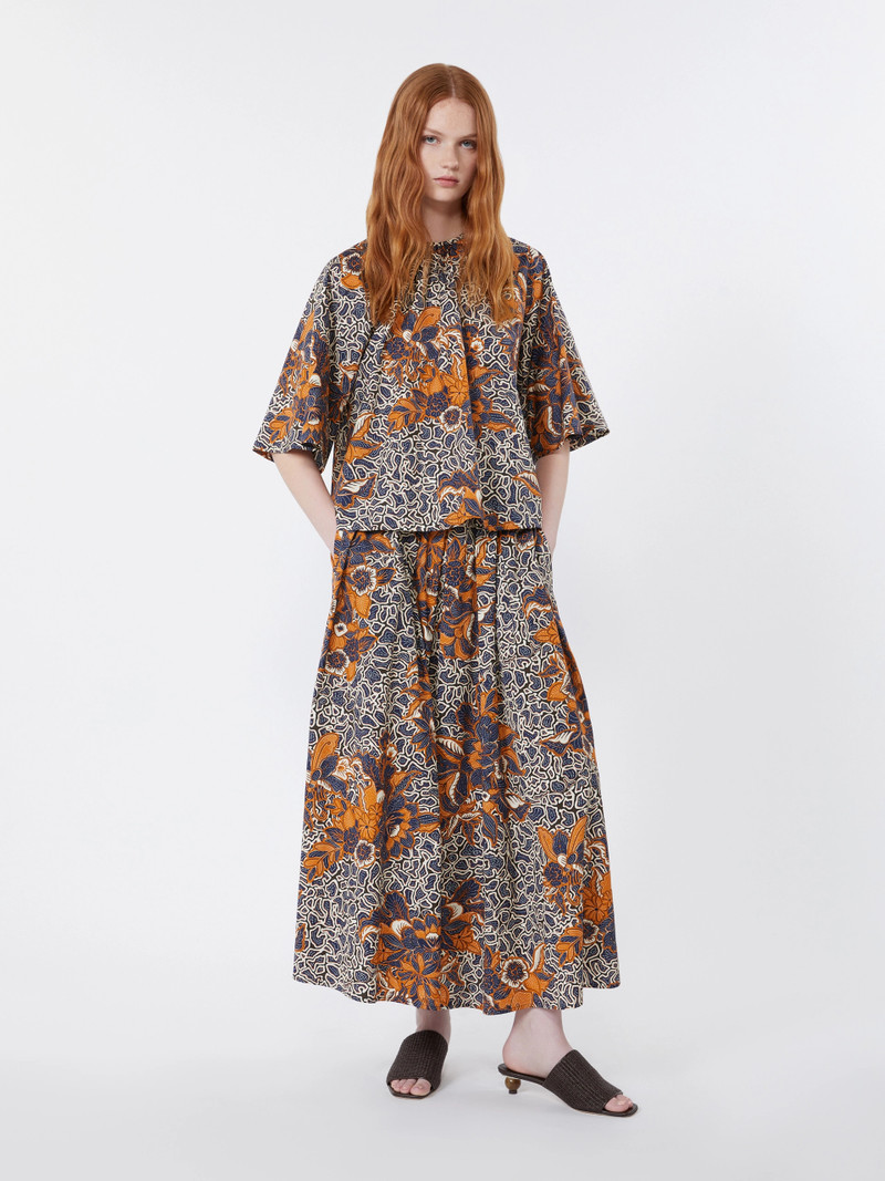 UOMO Printed poplin pleated skirt - NAVY 8