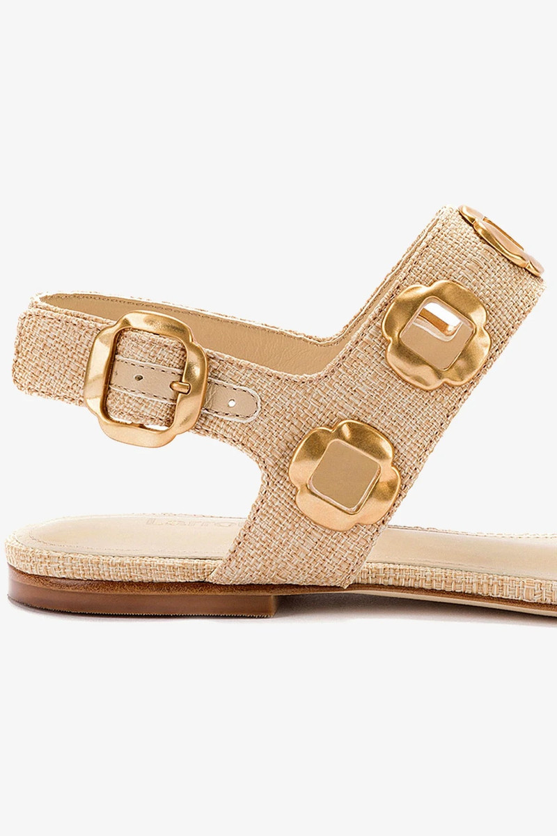 Milan Flat Sandal In Beige Raffia 4