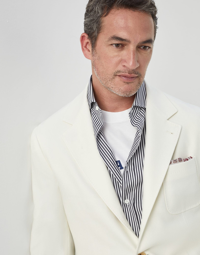 Carded wool, cashmere and silk diagonal deconstructed blazer with patch pockets 3
