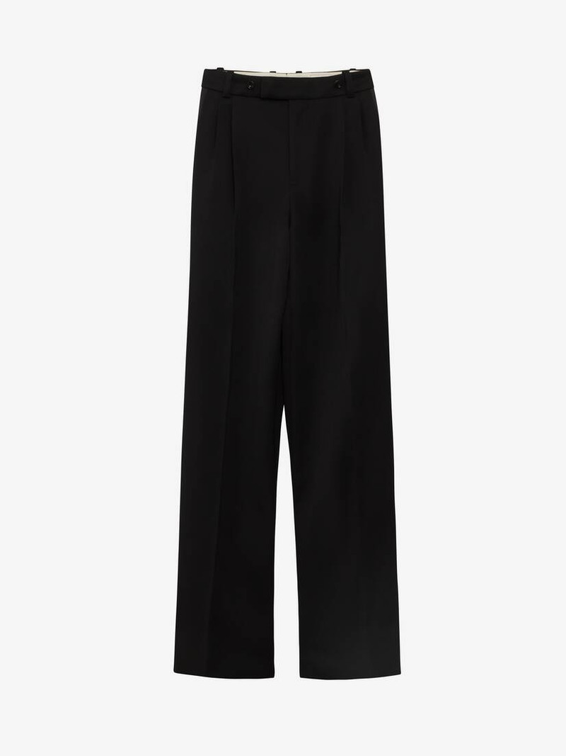 Men's Deep Pleat Tailored Trousers in Black - 1