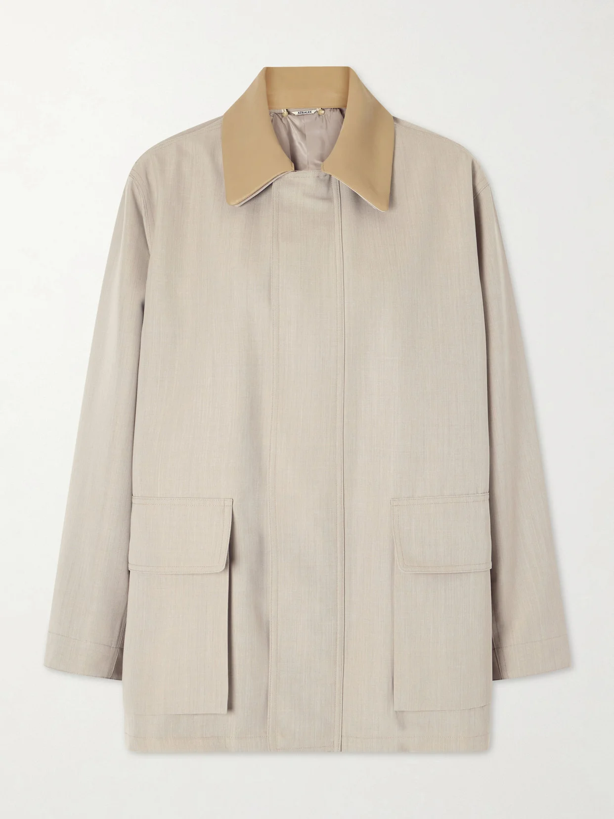 Leather-trimmed Wool-canvas Jacket - 1