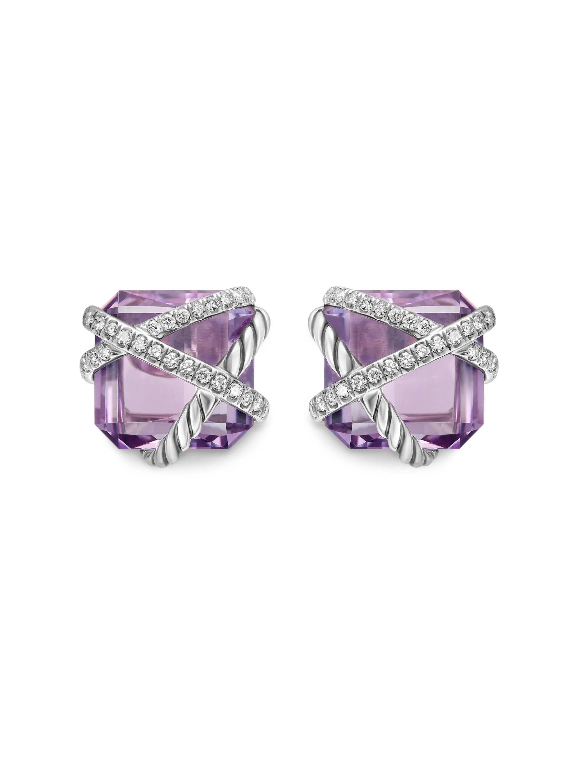 Women's Cable Wrap Stud Earrings in Sterling Silver - Lavender Amethyst - 1