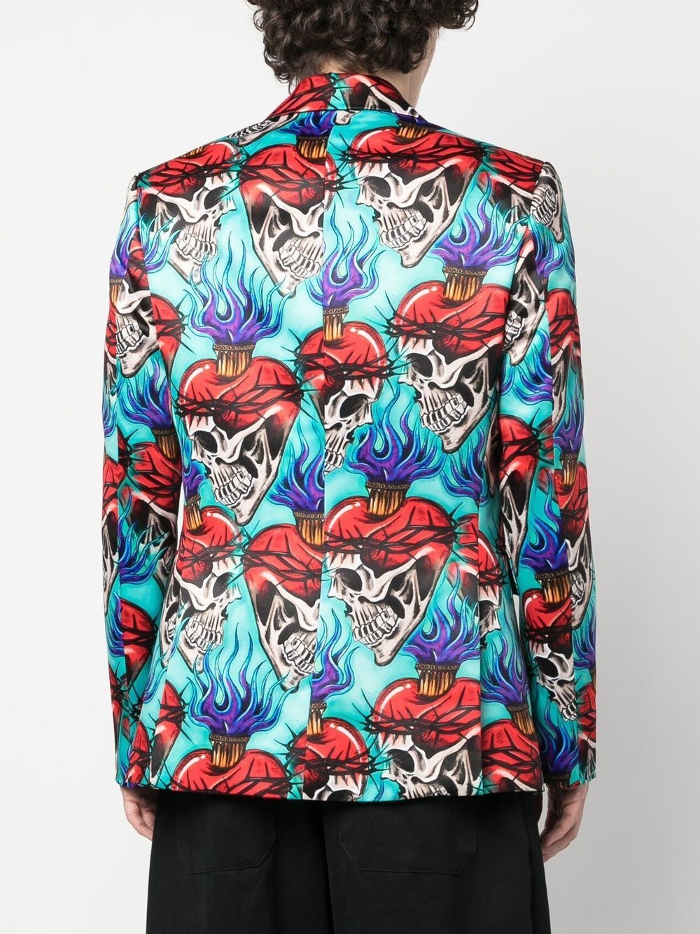 skull-print blazer - 4