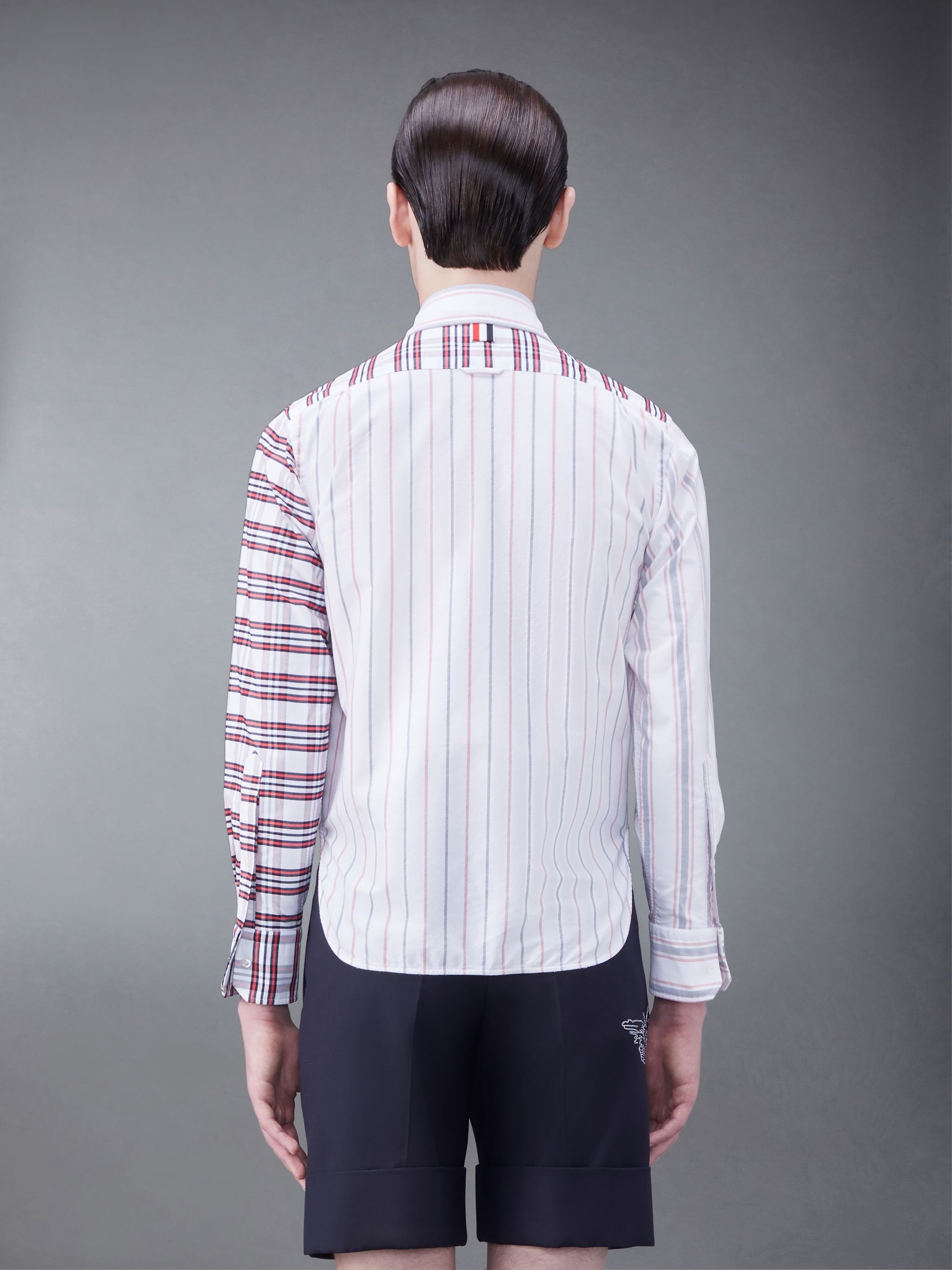 Fun-Mix Tattersall Stripe Oxford Round Hem Shirt - 3