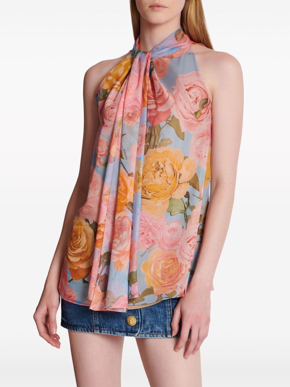 tie-neck floral-print blouse - 5