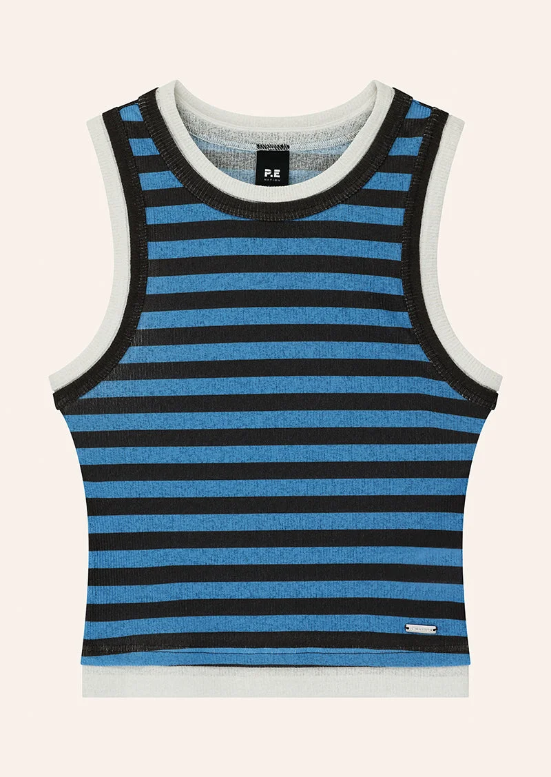 SERENE STRIPE TANK IN COFFEE STRIPE - 1