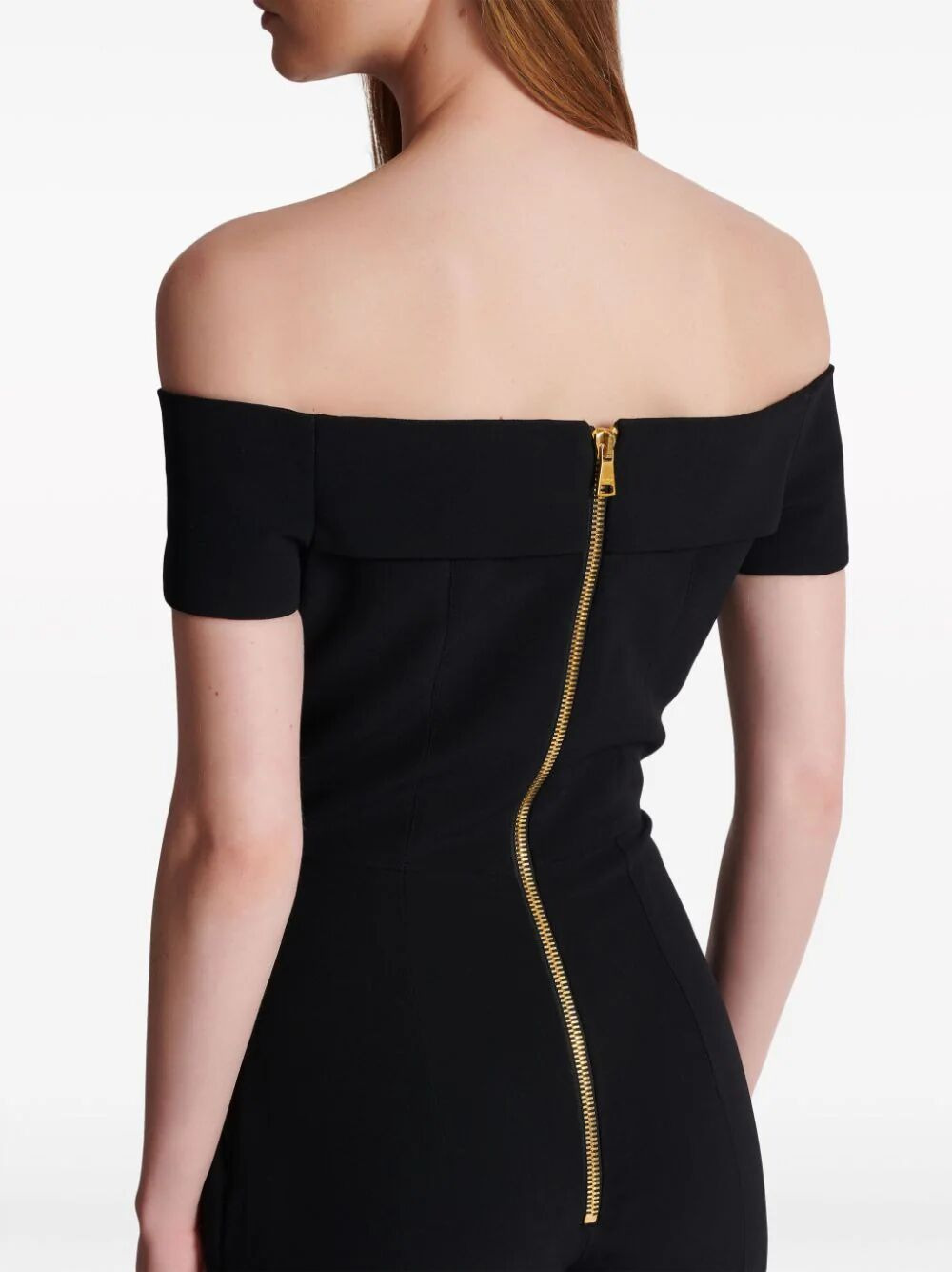 Balmain Women Off-Shoulders Flare Crepe Jumpsuit - 2
