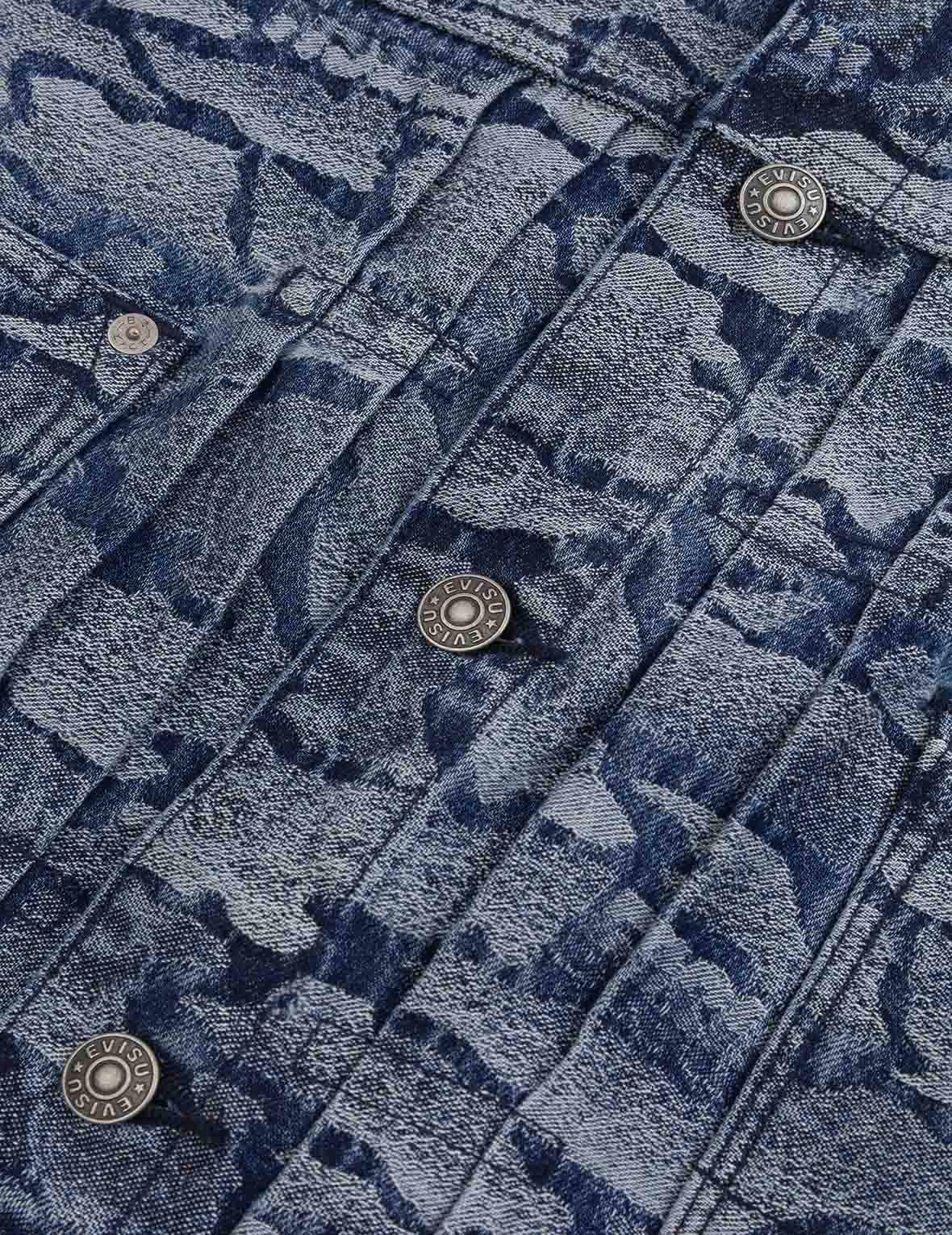 Allover Ishigaki Camouflage Jacquard Regular Fit Denim Jacket - 6