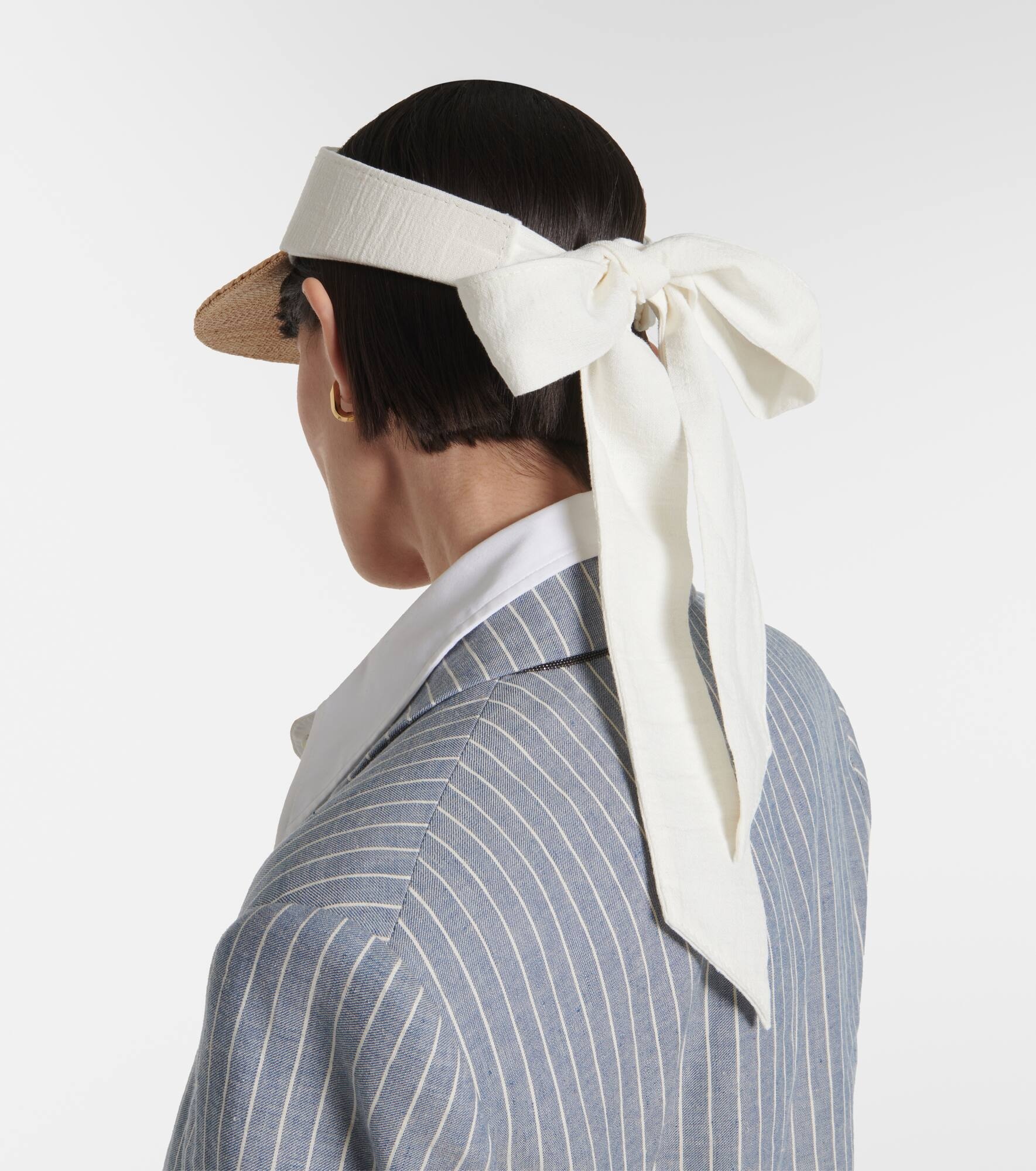 Straw and linen-blend visor - 5