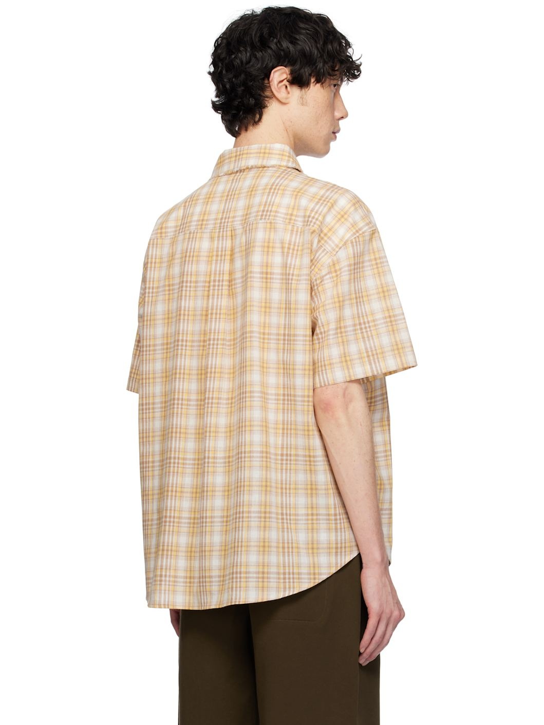 Yellow & Off-White Madras Check Half Shirt - 3
