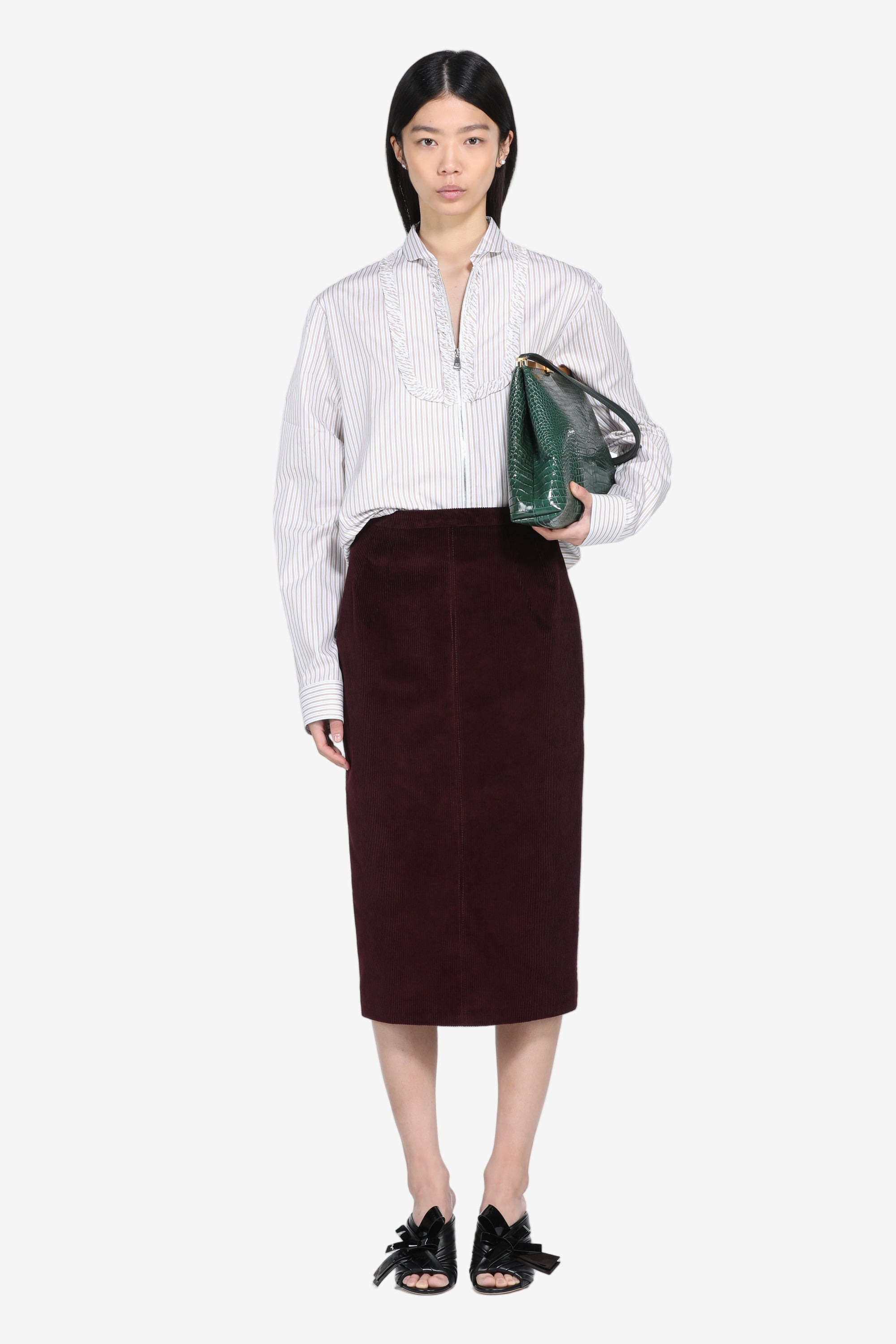 VELVET PENCIL SKIRT - 4