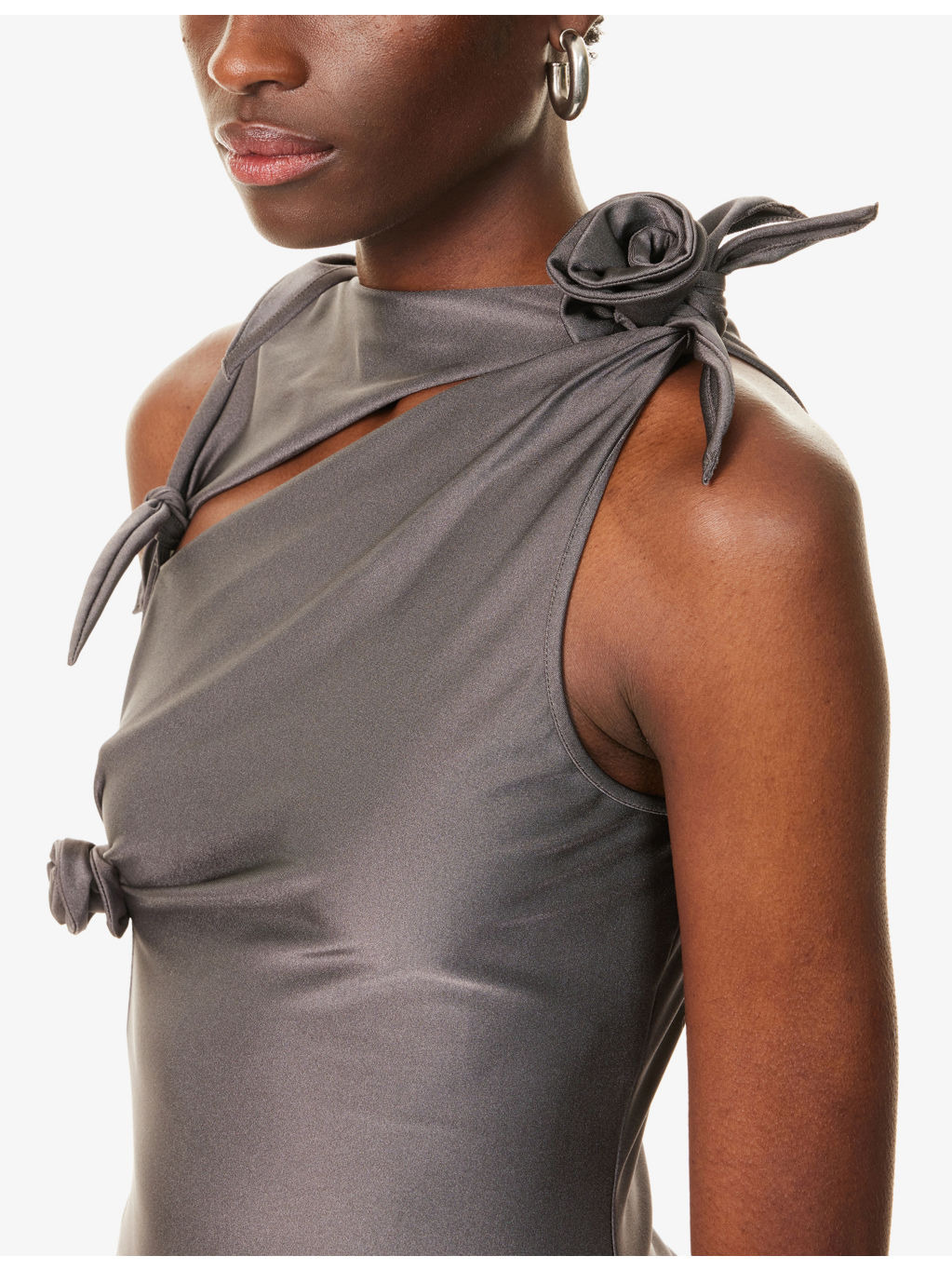 Flower Sleeveless Stretch-Woven Top - 5