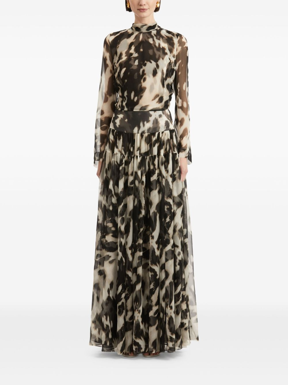 cowhide-print pleated maxi dress - 2