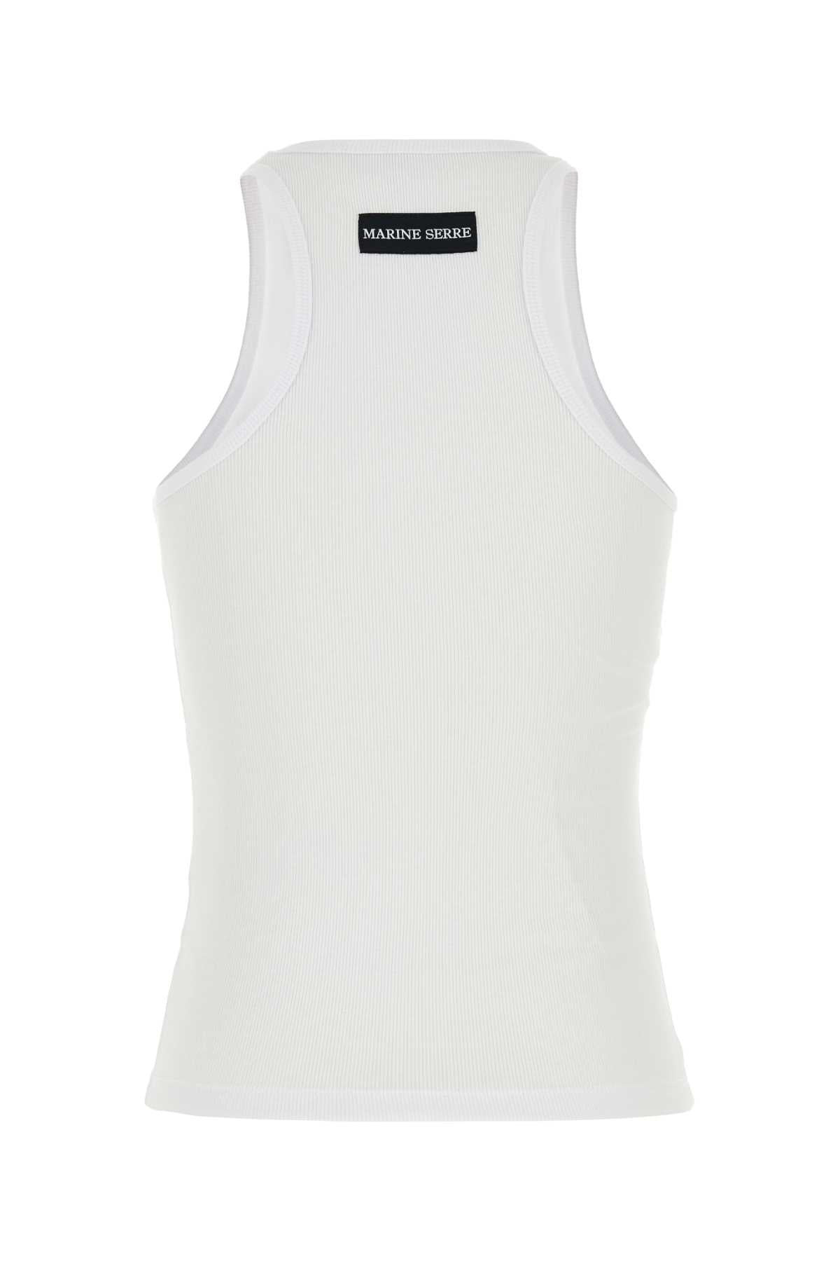 Marine Serre Women White Stretch Cotton Tank Top - 2