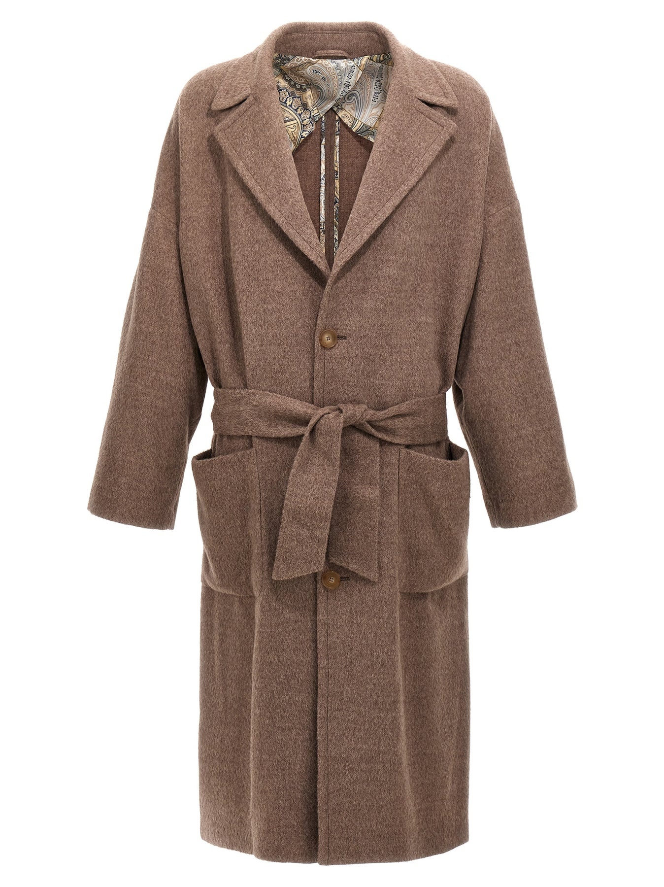 Single-Breasted Wool Coat Coats, Trench Coats Beige - 1