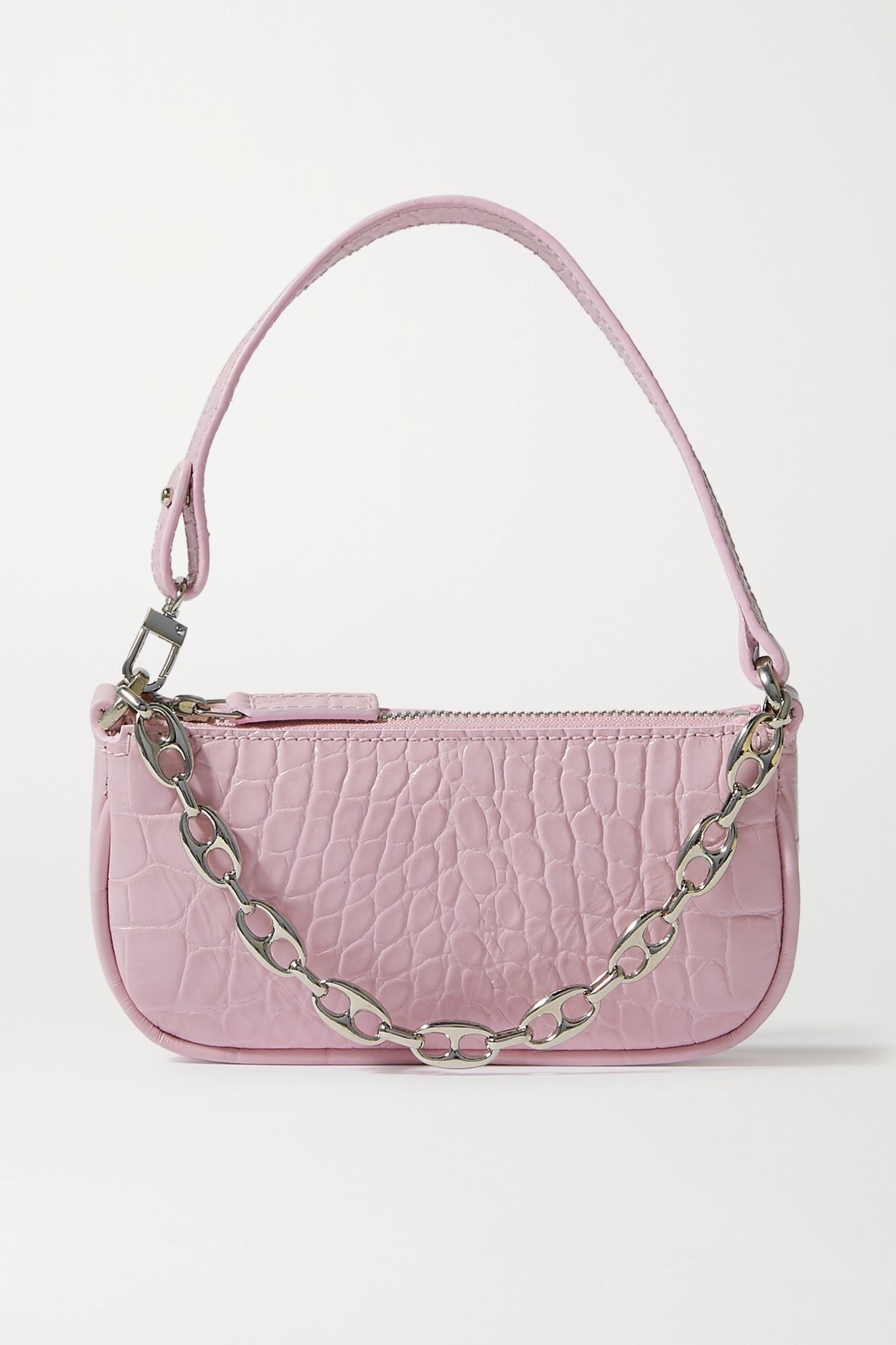 Rachel mini chain-embellished croc-effect leather shoulder bag - 1