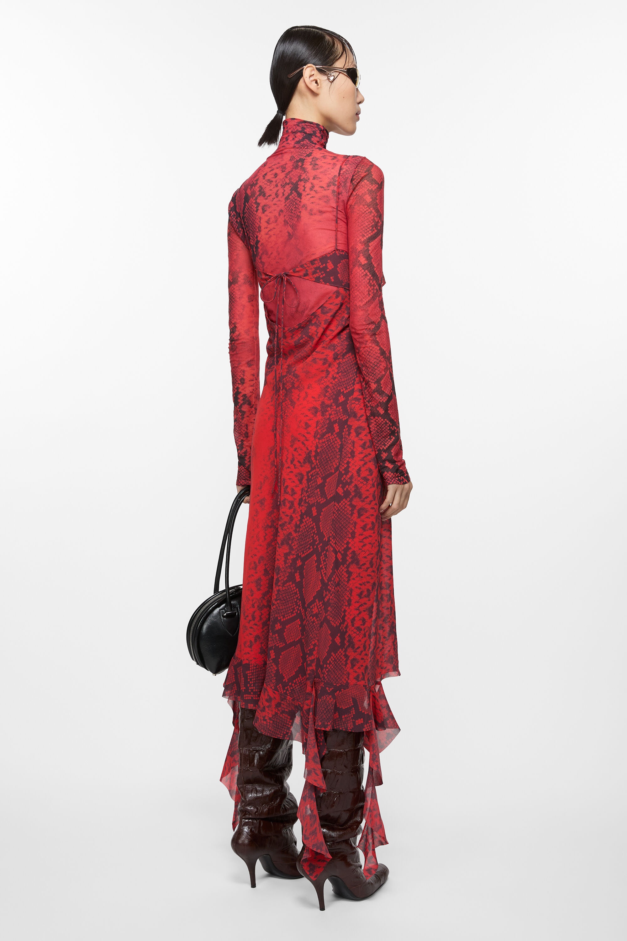 Ruffle strap dress - Fire red - 3