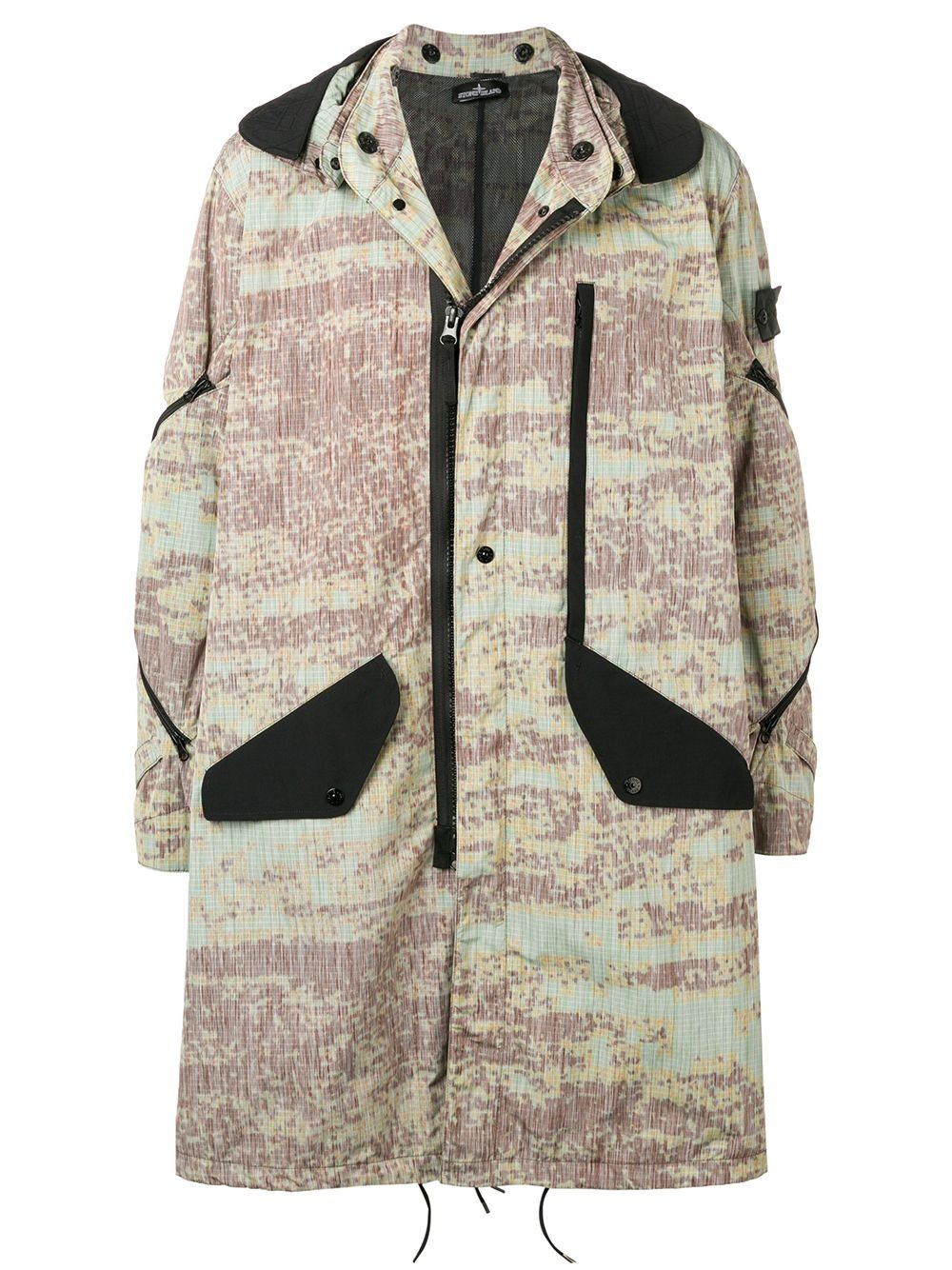 printed hooded parka coat - 1