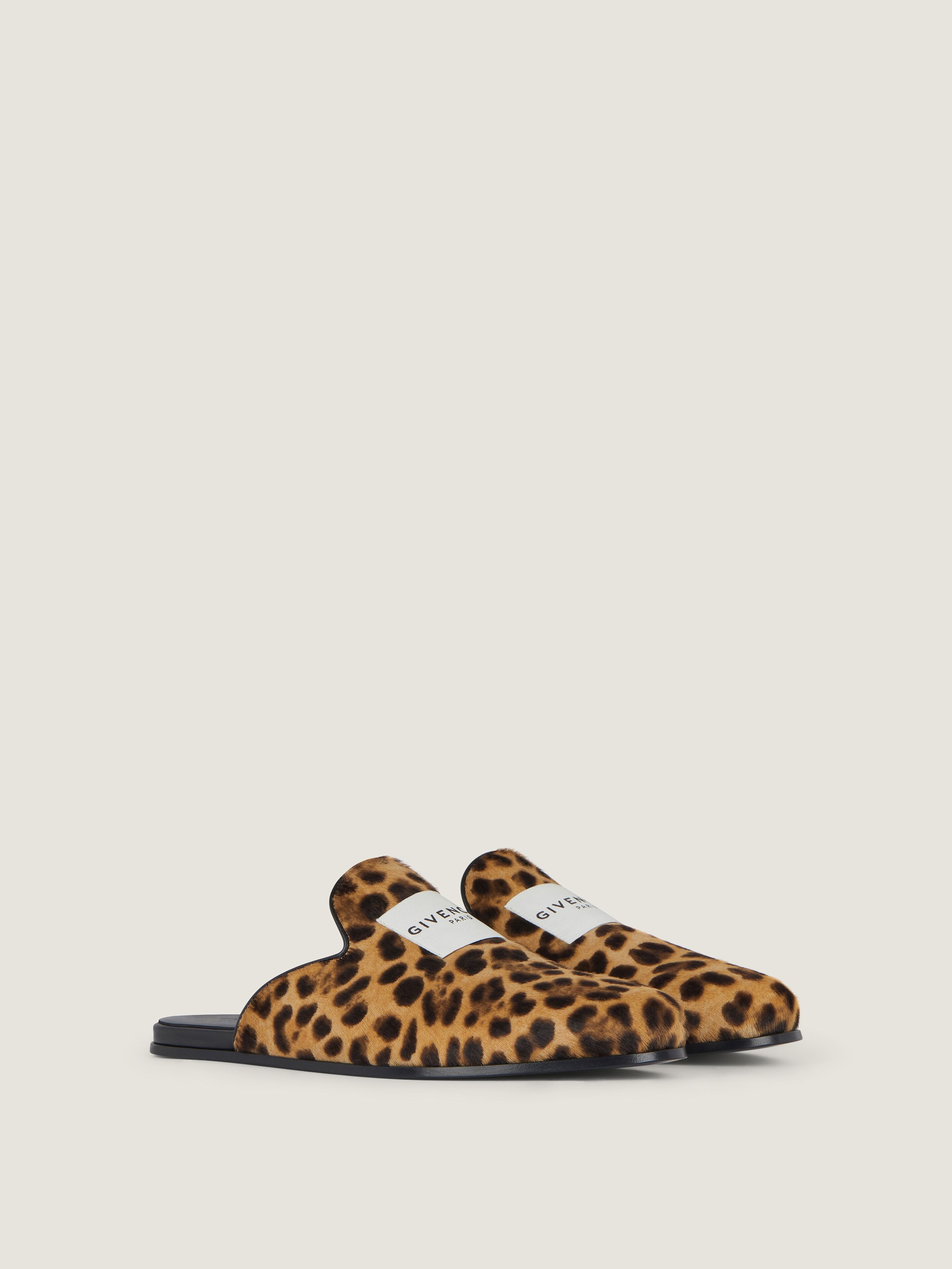 LABEL FLAT MULES IN LEATHER WITH LEOPARD PRINT - 1