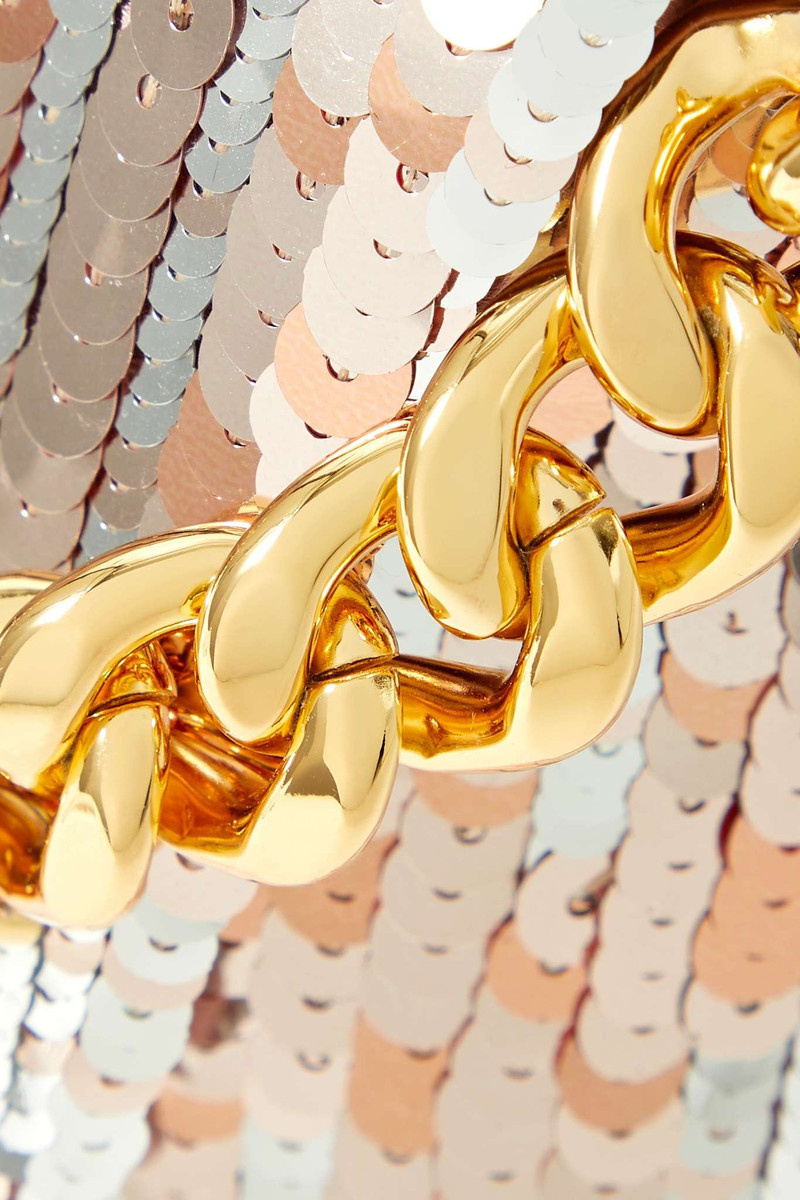 Mini leather-trimmed sequined clutch 4