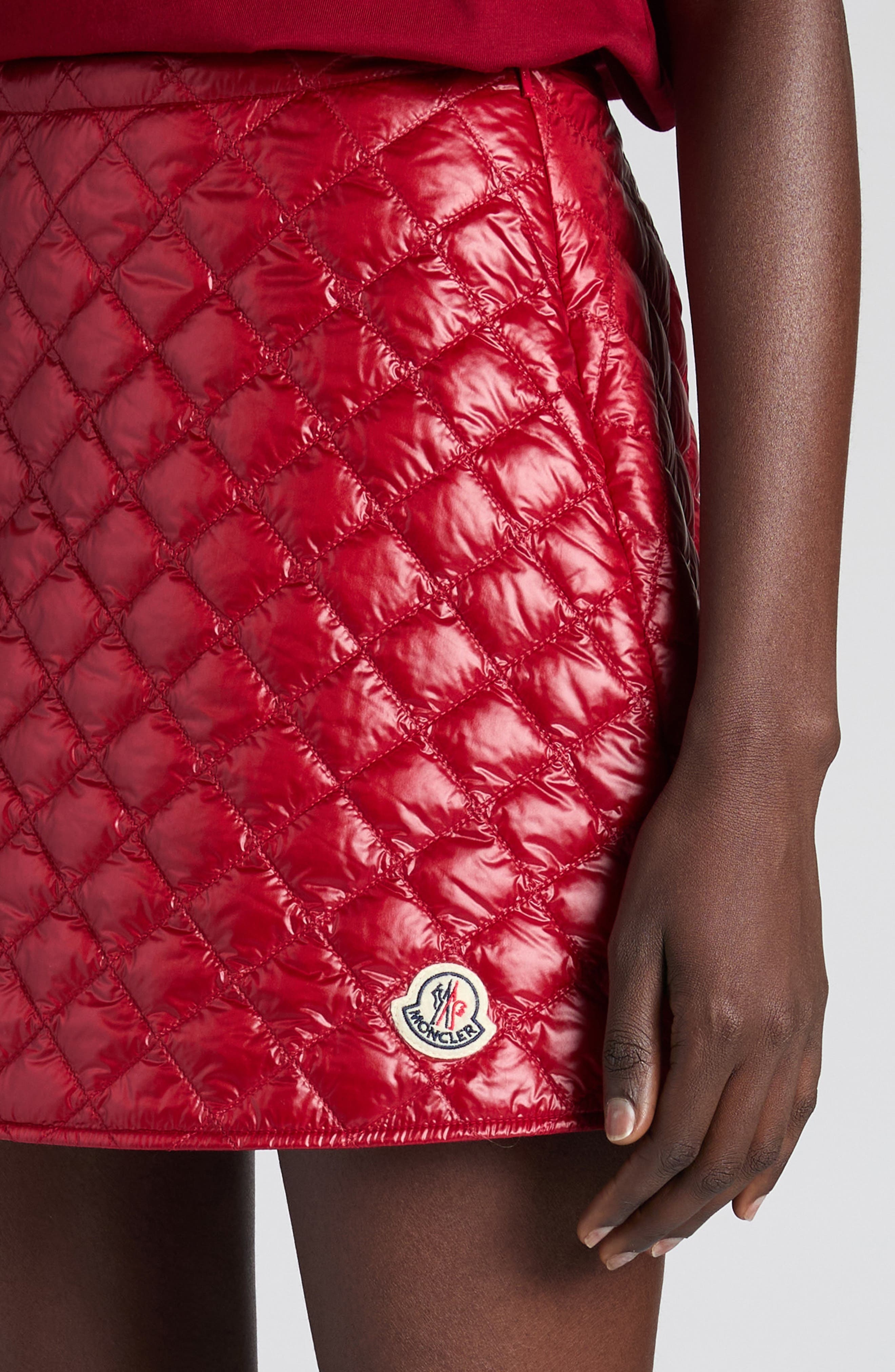 Moncler Quilted Miniskirt in Red Auburn at Nordstrom - 5