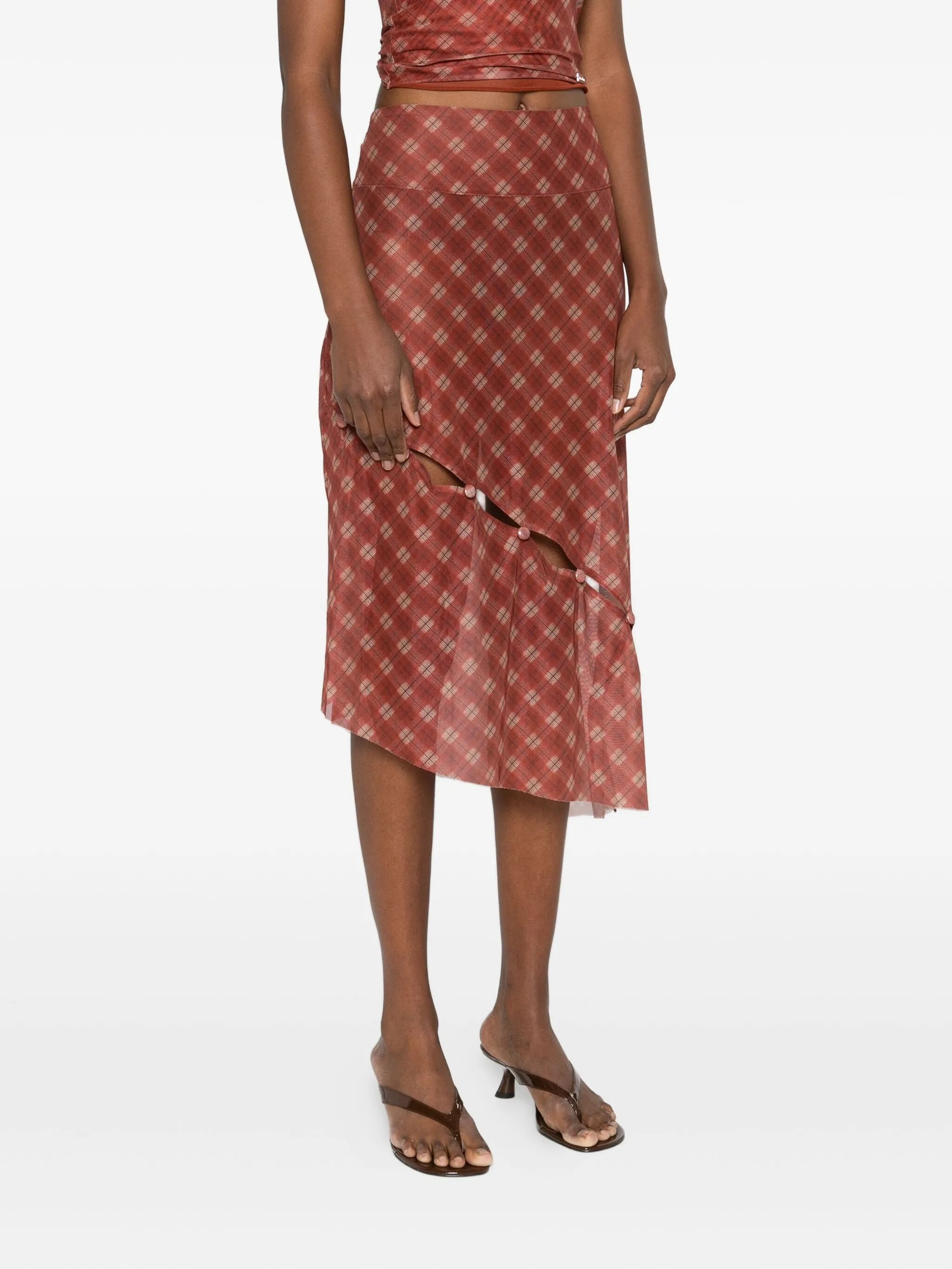 House Of Sunny Button-detail Plaid Skirt - 4