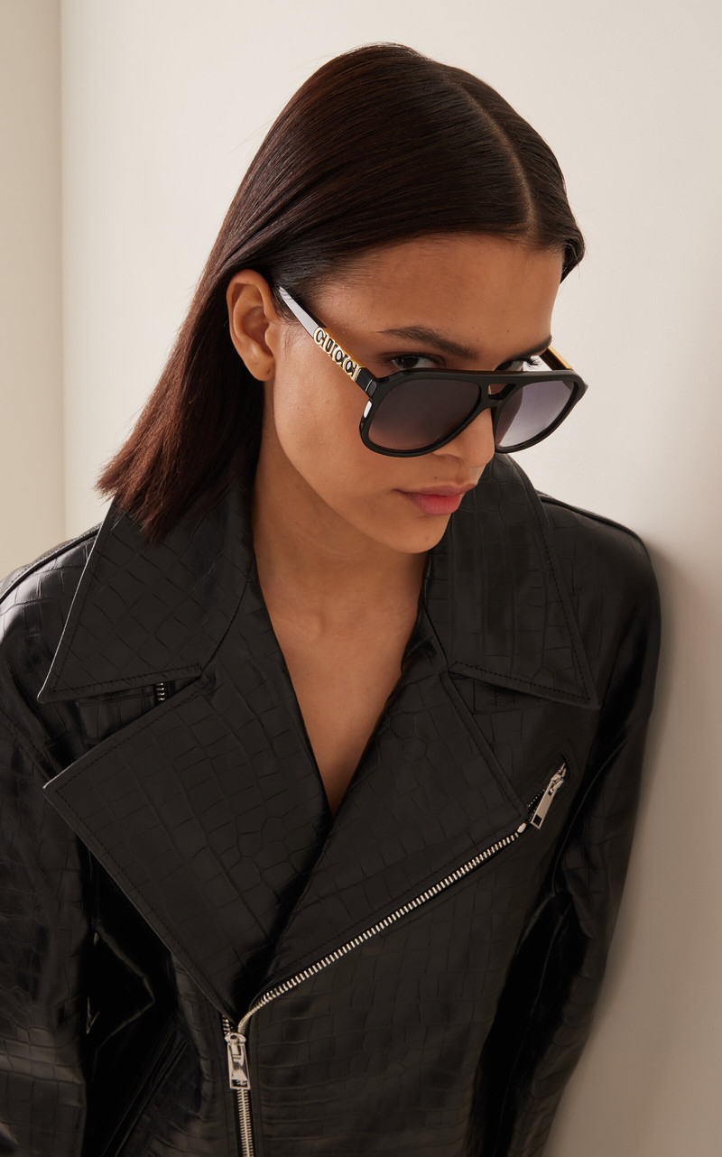 GUCCI Pilot/Navigator Acetate Sunglasses black outlook