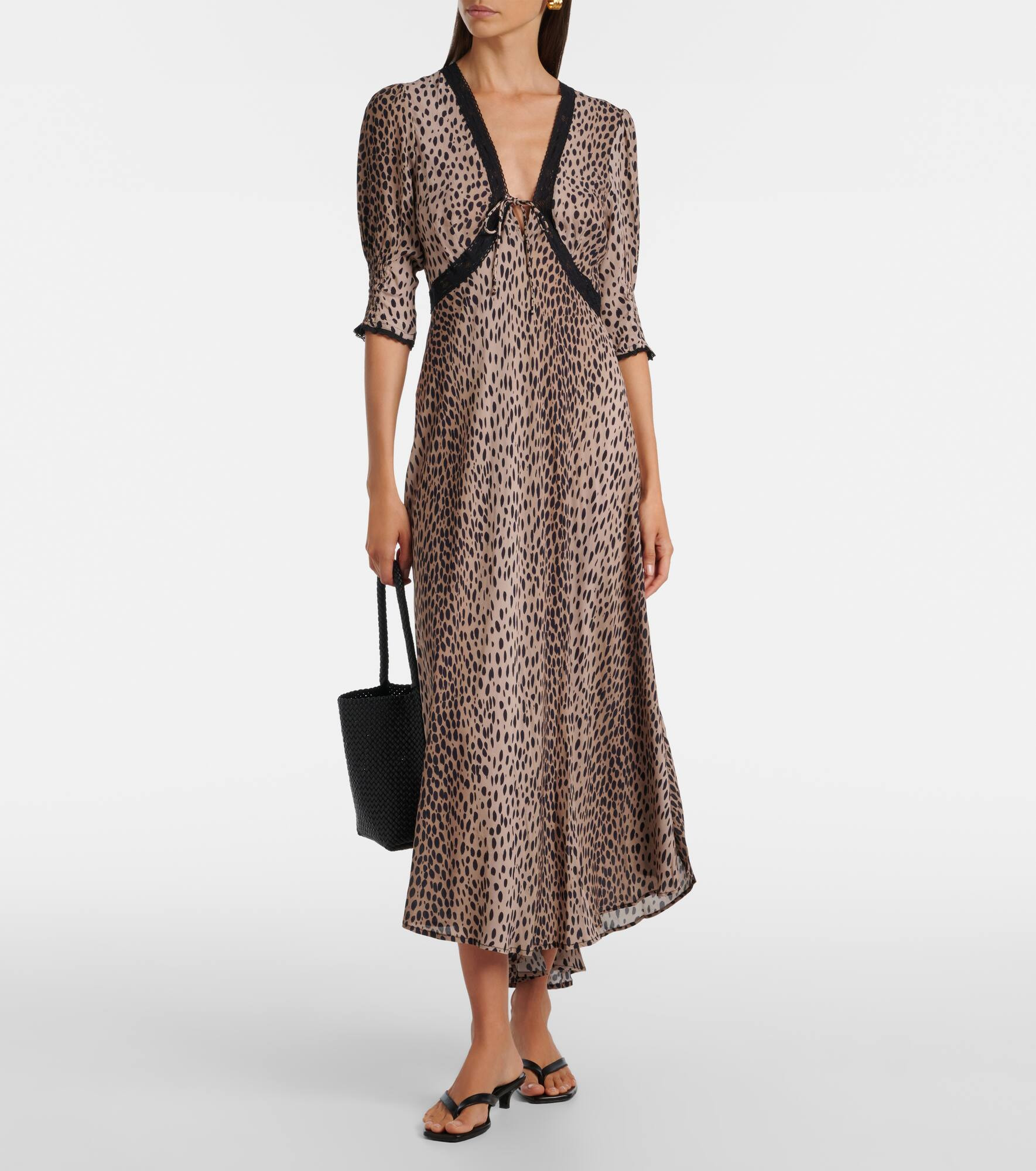 Amina printed crêpe de chine midi dress - 2