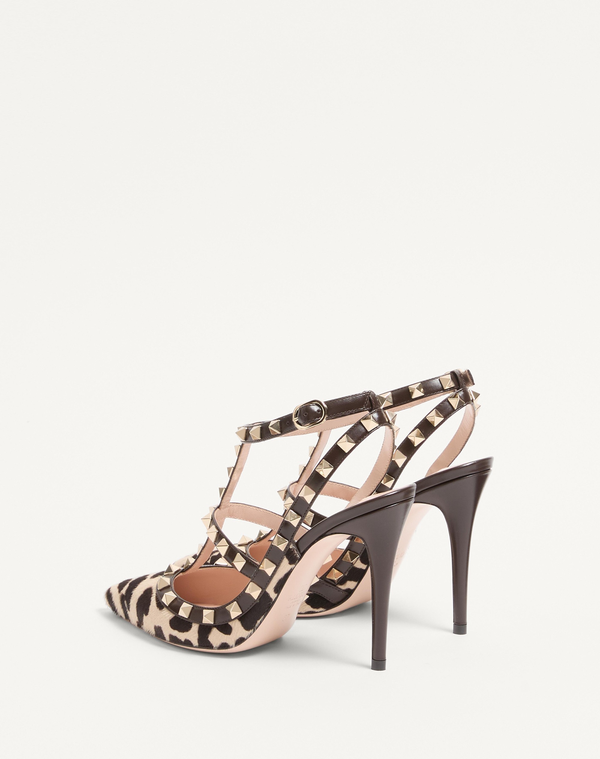 ROCKSTUD PUMPS WITH STRAPS IN PONY-EFFECT CALFSKIN 100MM - 5