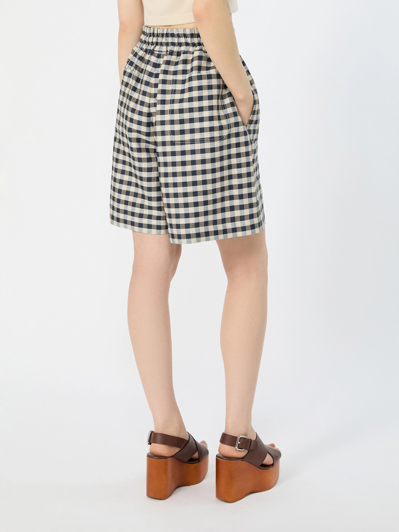 WKIASTRALE Vichy ramie and cotton Bermuda shorts - NAVY 4