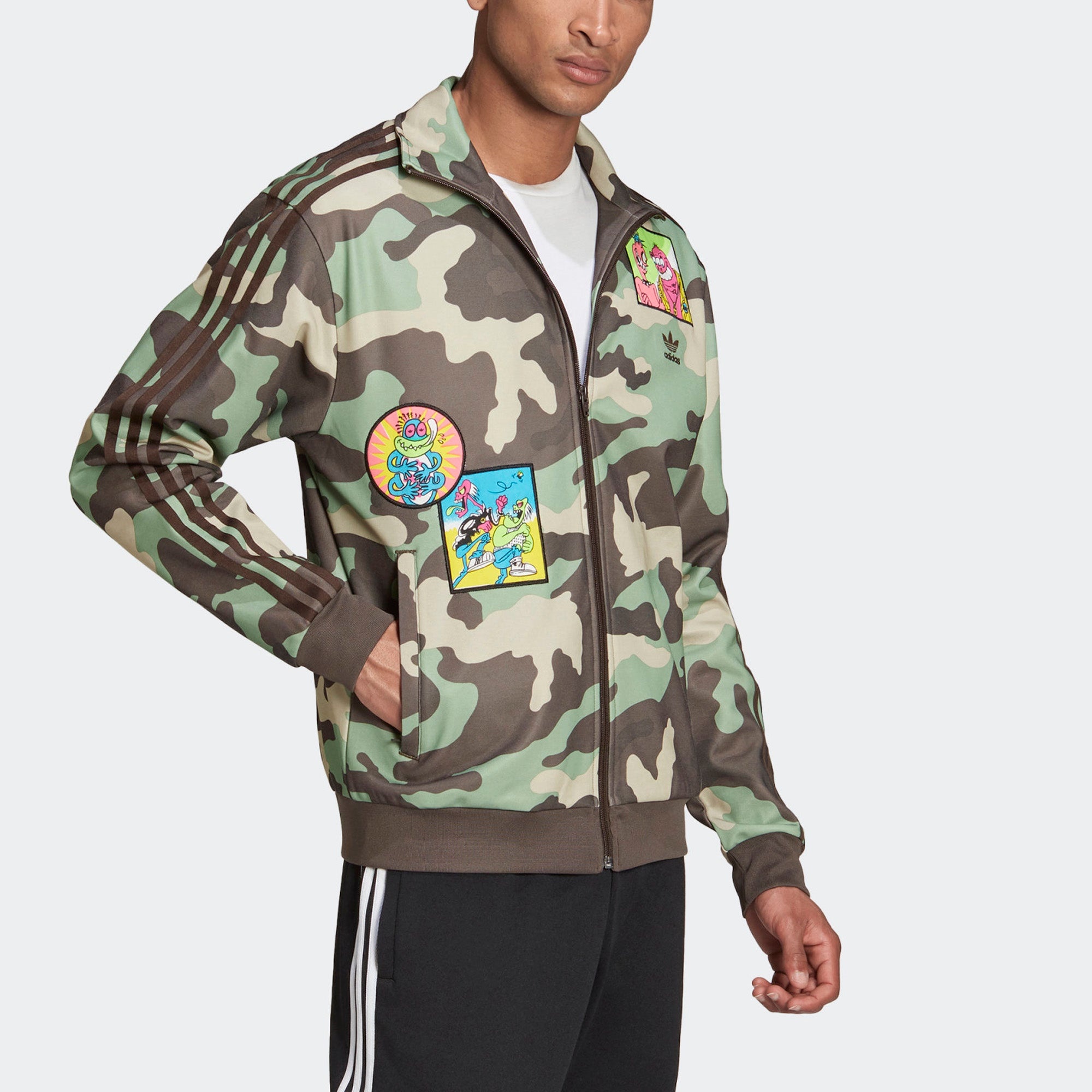 Men's adidas originals x JEREMY SCOTT Crossover Side Camouflage Sports Jacket Multi-Color H53369 - 5